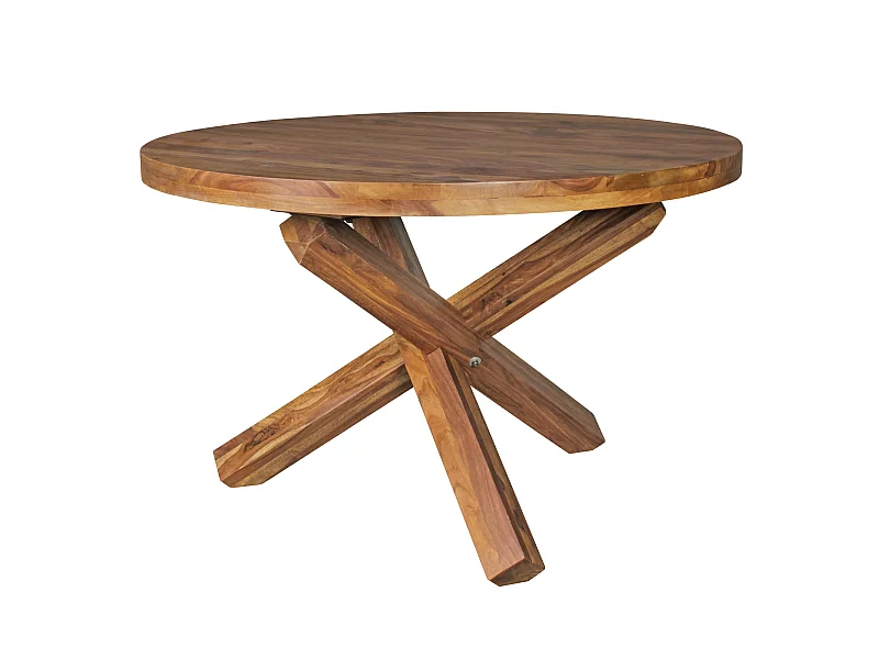 Esszimmertisch rund Ø 120 cm Sheesham Massiv-Holz Esstisch Küchentisch