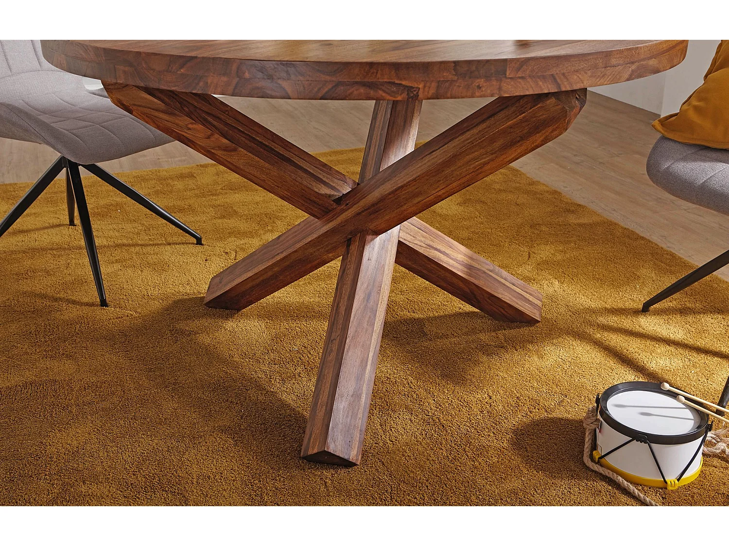 Table de Salle à Manger Cuisine 120 cm Bois Massif Petite Ronde Moderne