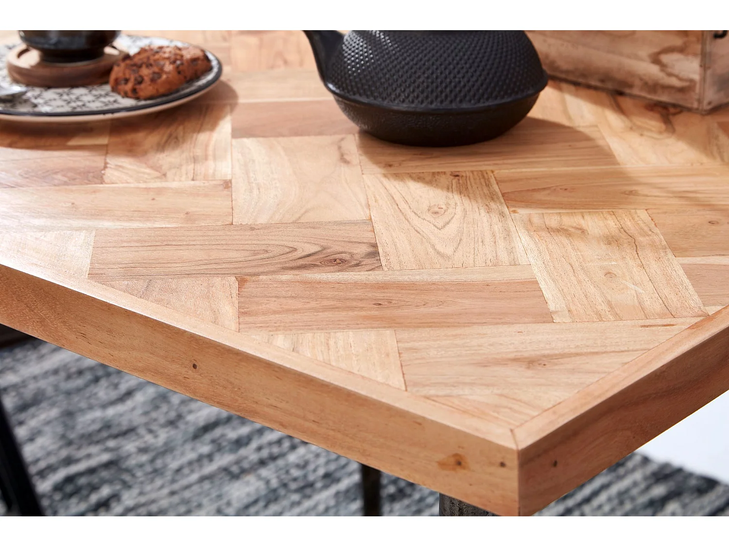 Table de Salle à Manger Bois Massif d’Acacia Petite Carrée Industriel