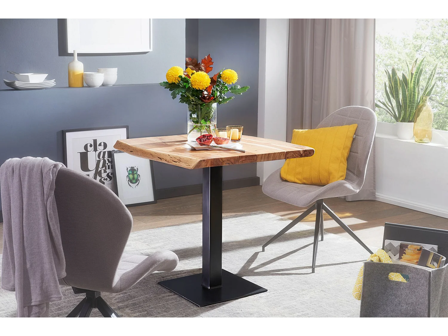 Baumkante Esszimmertisch Akazie Massiv 80 x 75 cm Esstisch Küchentisch