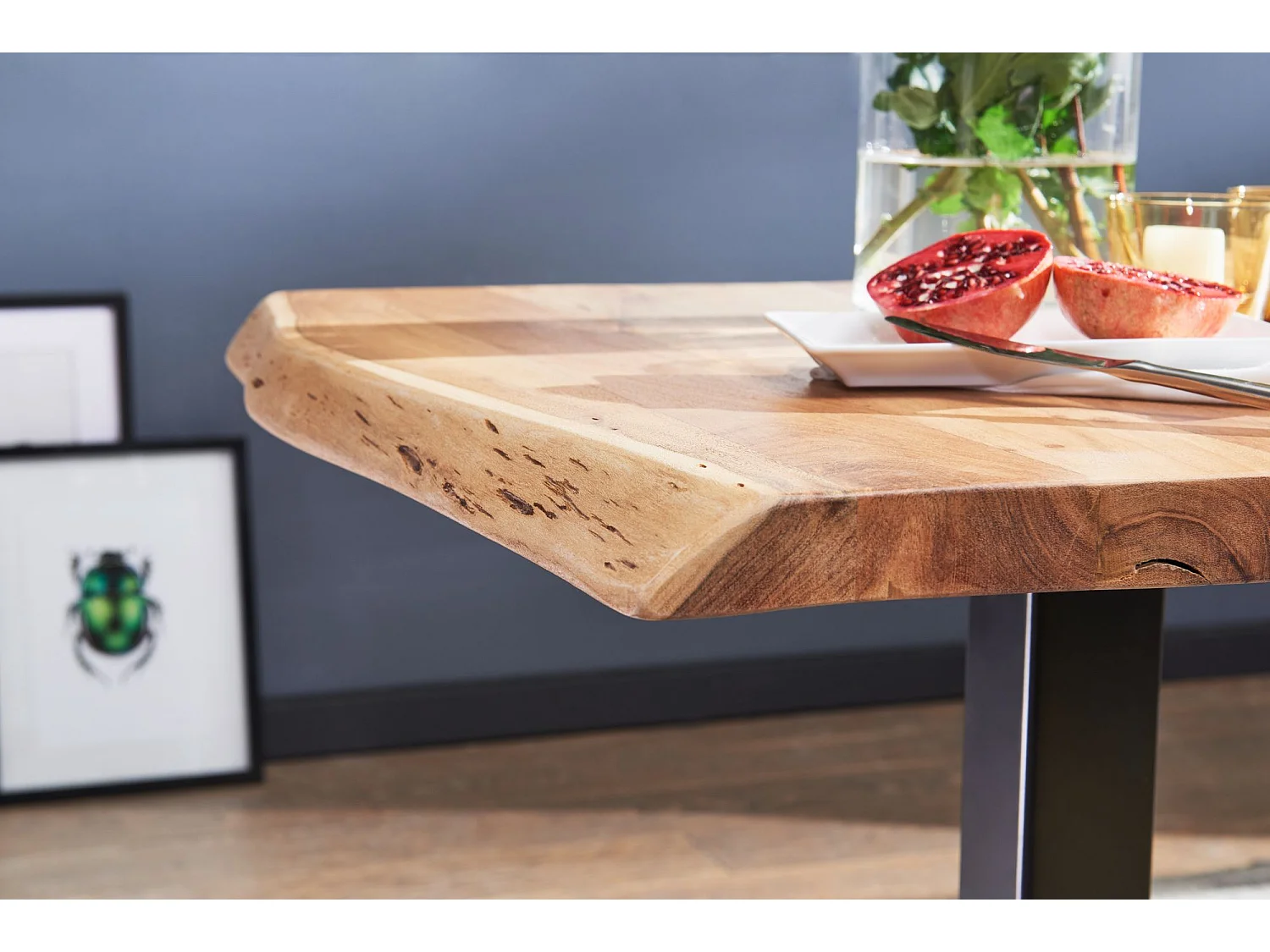 Baumkante Esszimmertisch Akazie Massiv 80 x 75 cm Esstisch Küchentisch