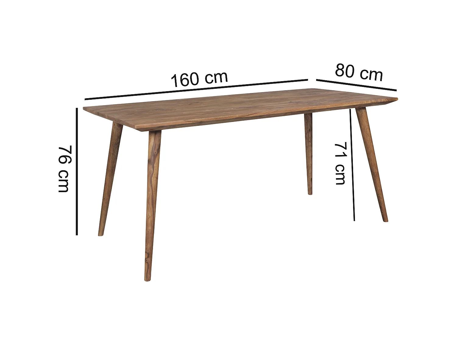 Esstisch 160 x 80 cm Esszimmertisch Sheesham Massiv Holz Tisch