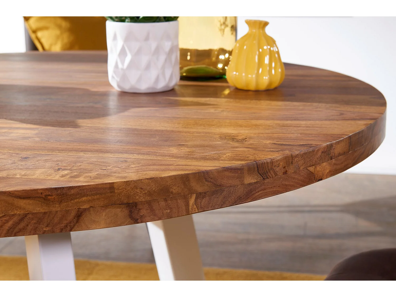 Esszimmertisch Ø 130 cm Sheesham Holztisch Massiv Küchentisch Tisch