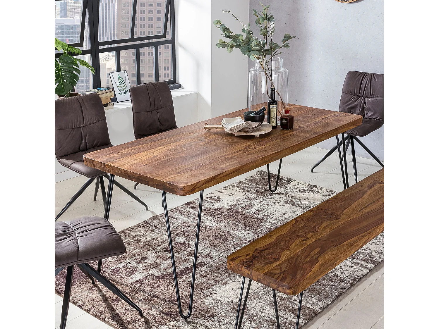 Massivholz Sheesham Esstisch 180x80x76 cm Küchentisch Massiv Tisch