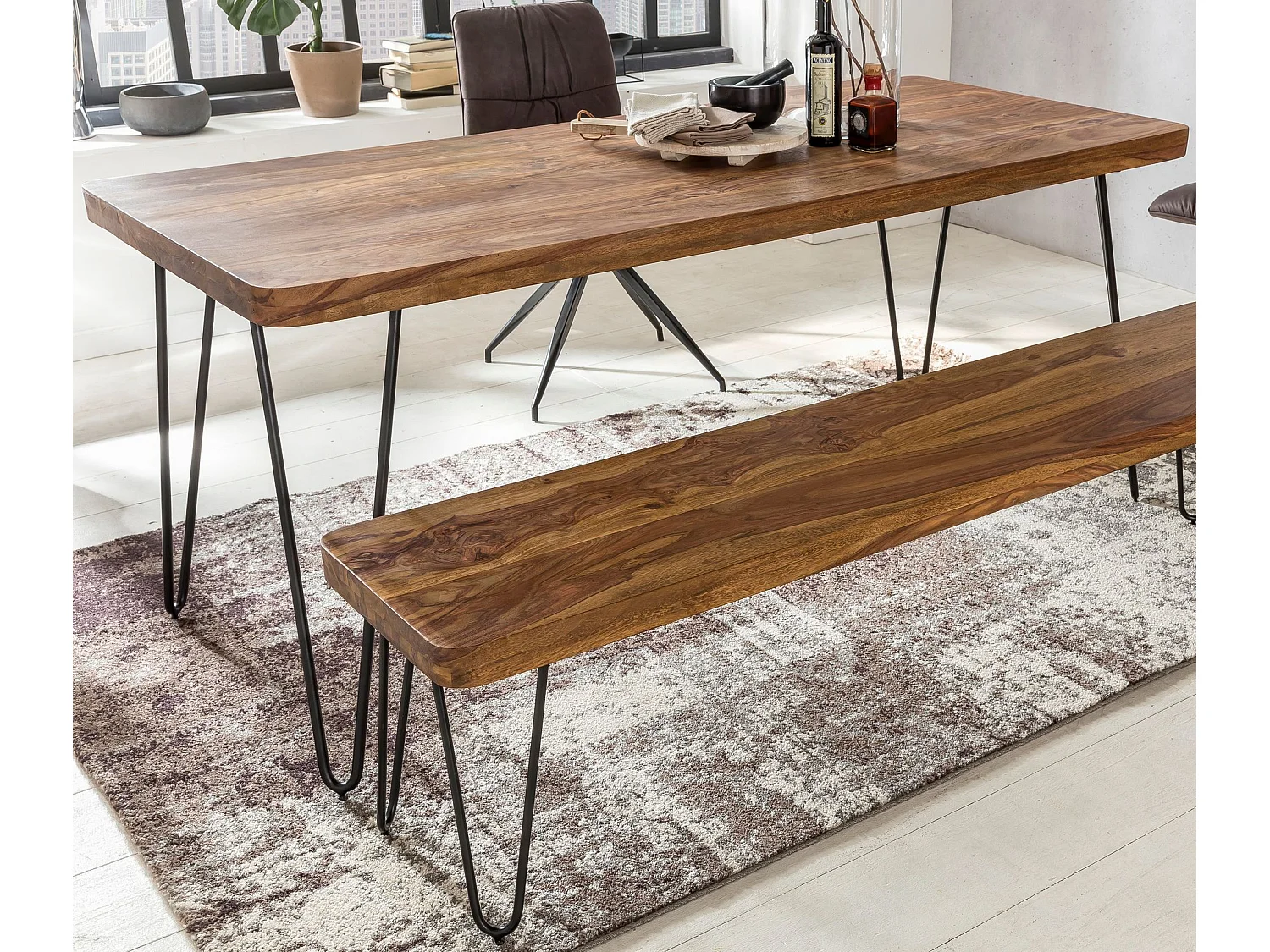 Massivholz Sheesham Esstisch 180x80x76 cm Küchentisch Massiv Tisch