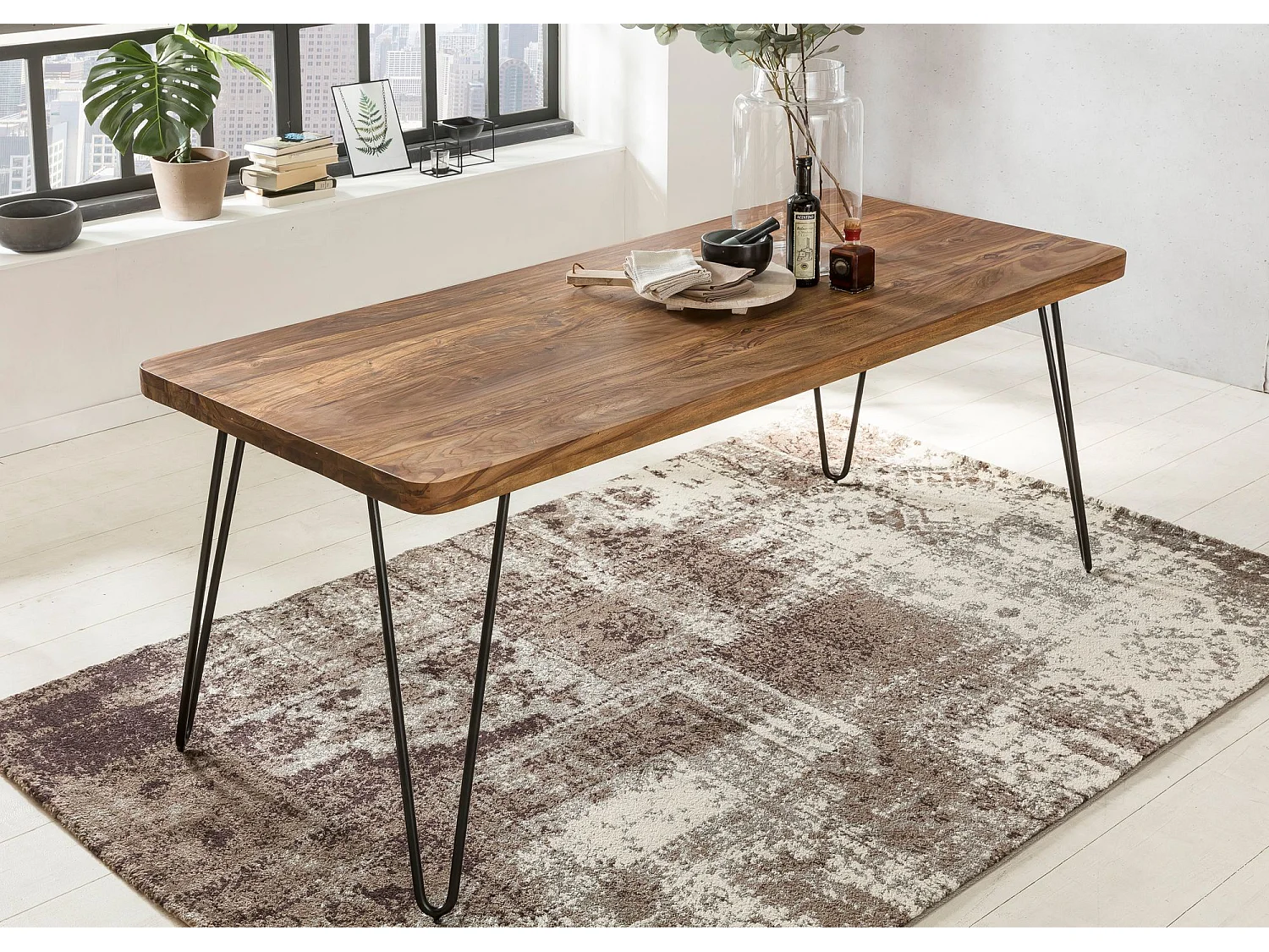 Massivholz Sheesham Esstisch 180x80x76 cm Küchentisch Massiv Tisch