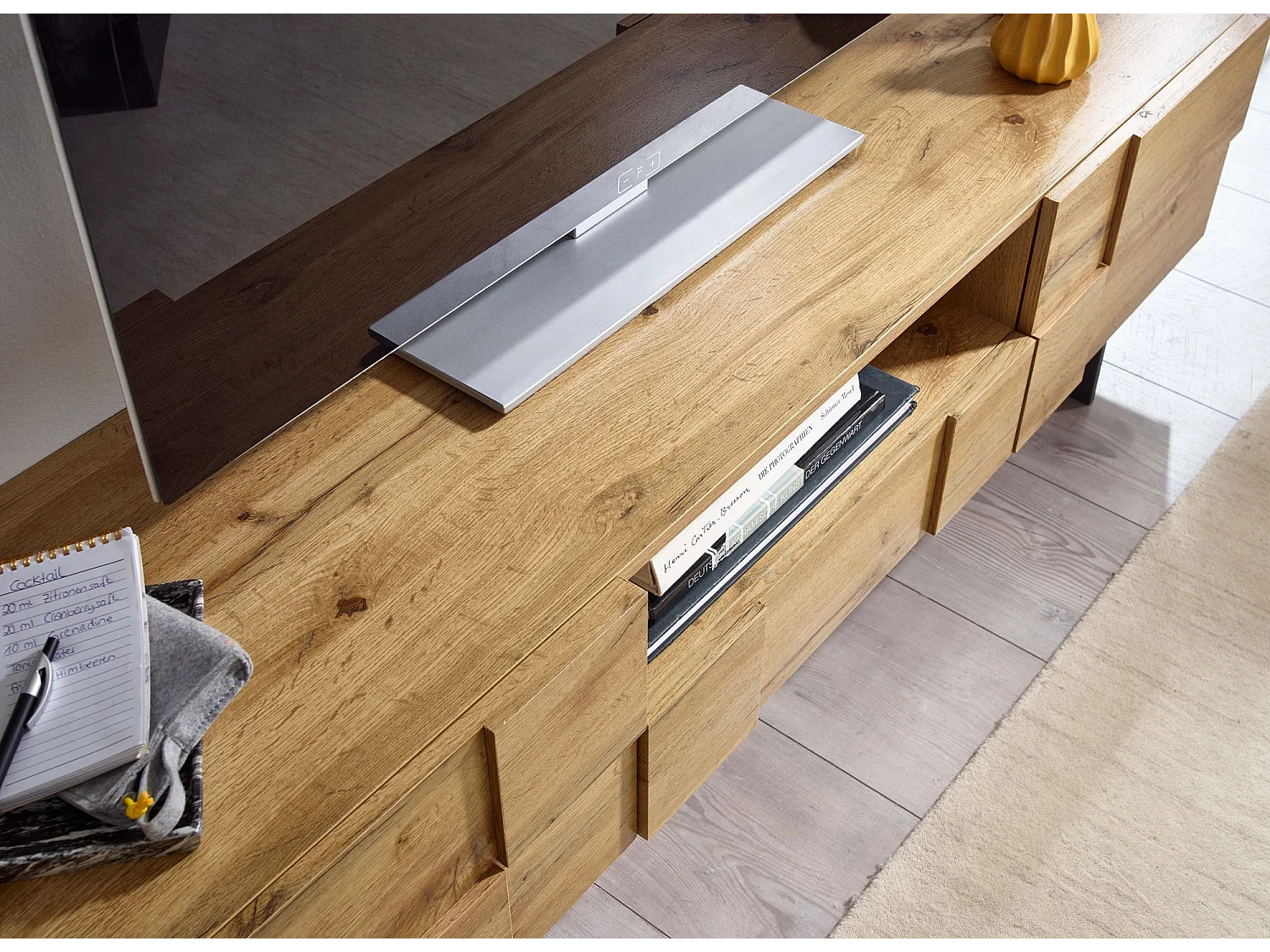 TV Schrank  Lowboard 160x46x43 cm Holz Fernsehkommode Fernsehschrank