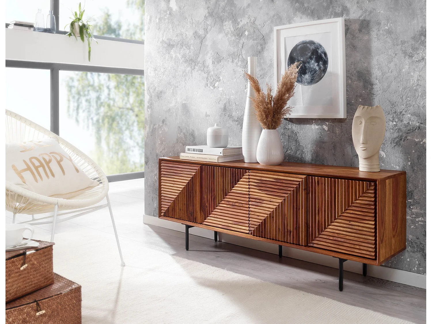 TV Schrank  Lowboard 140x54x33 cm Holz Fernsehkommode Fernsehschrank