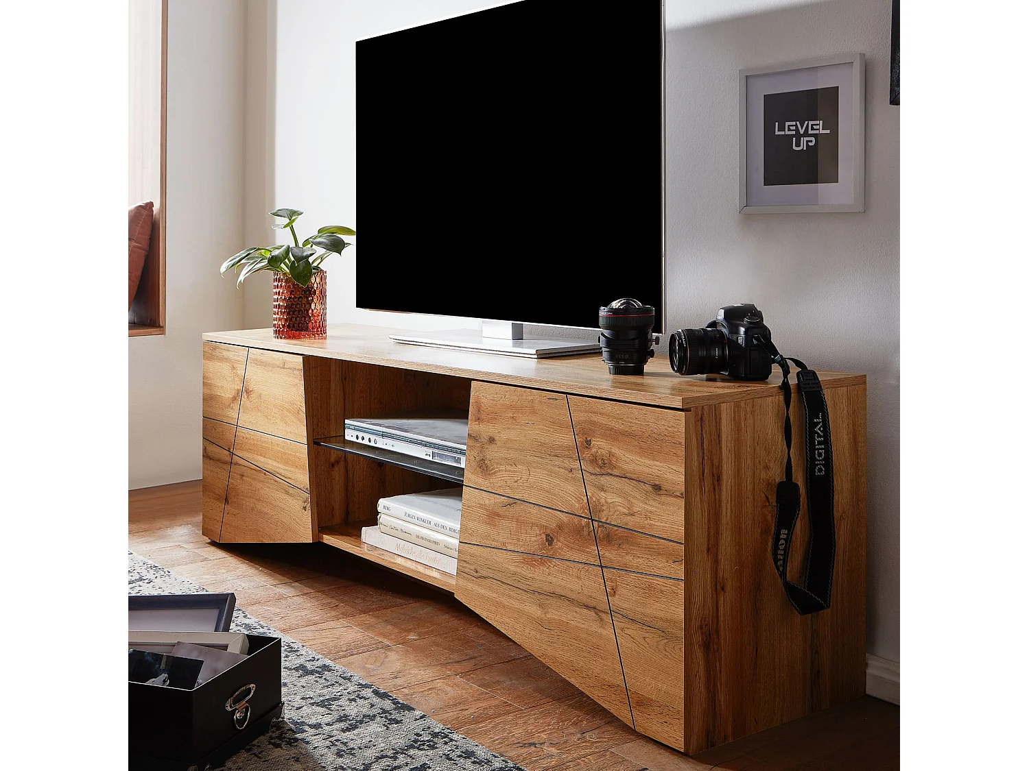 TV Schrank  Lowboard 160x50x40 cm Holz Fernsehkommode Fernsehschrank