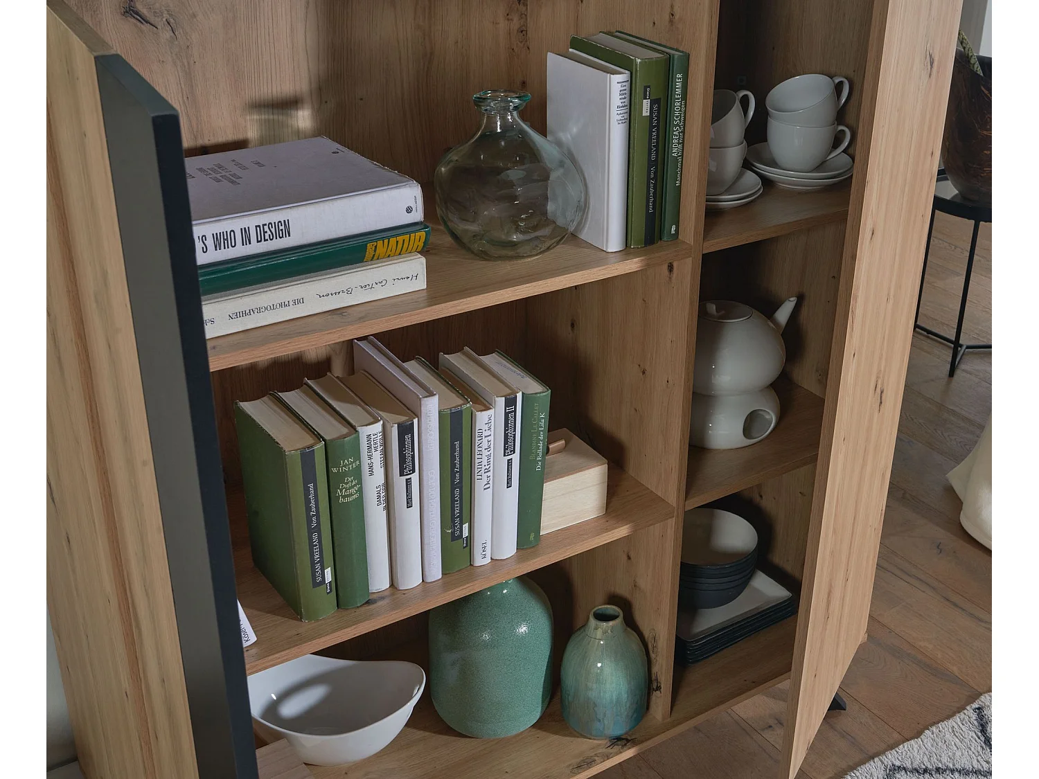 Highboard Sideboard 110x125x40 cm MDF Eiche Dekor Kommode Anrichte