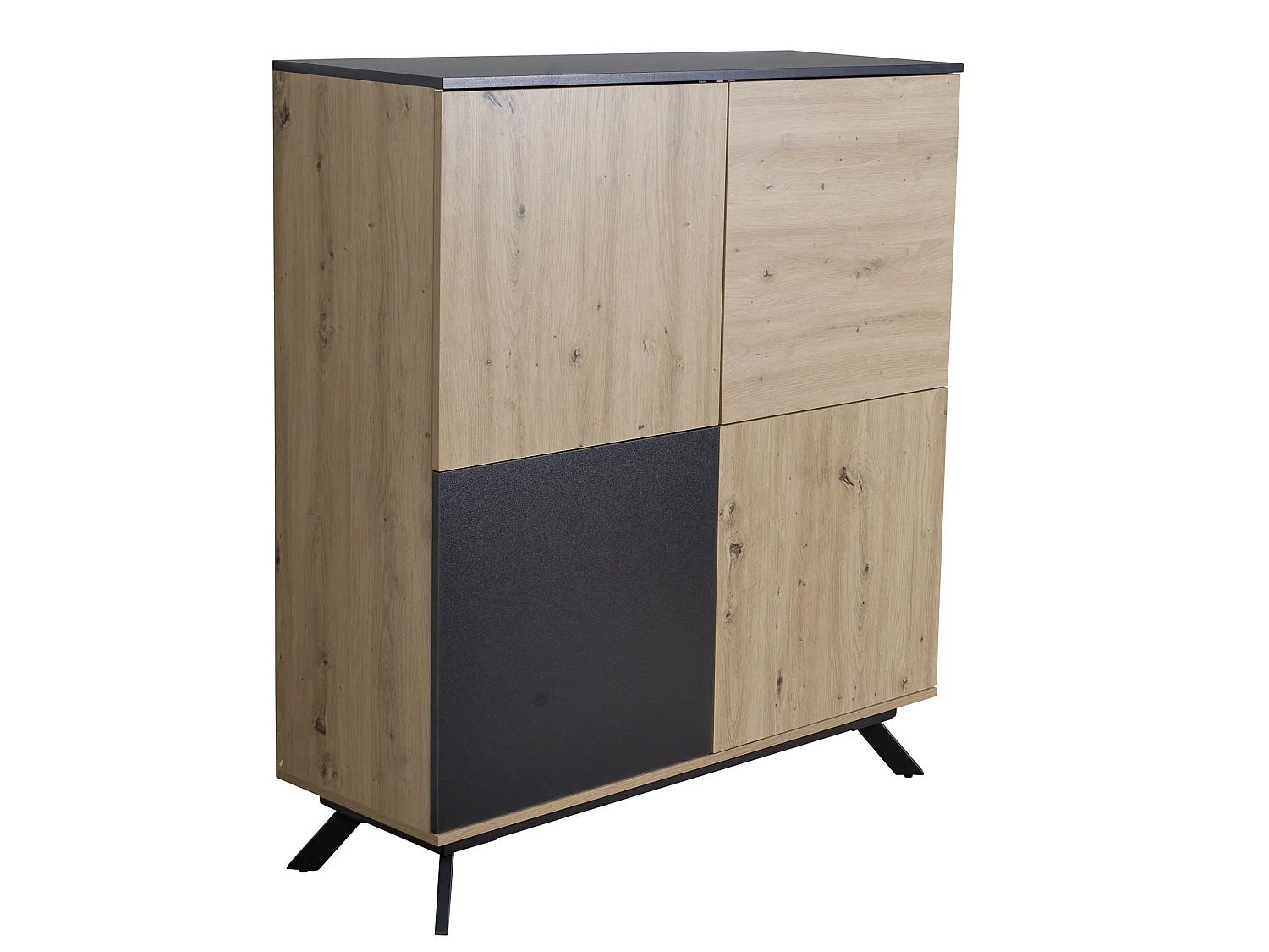 Highboard Sideboard 110x125x40cm MDF Eiche Dekor Kommode Anrichte Modern