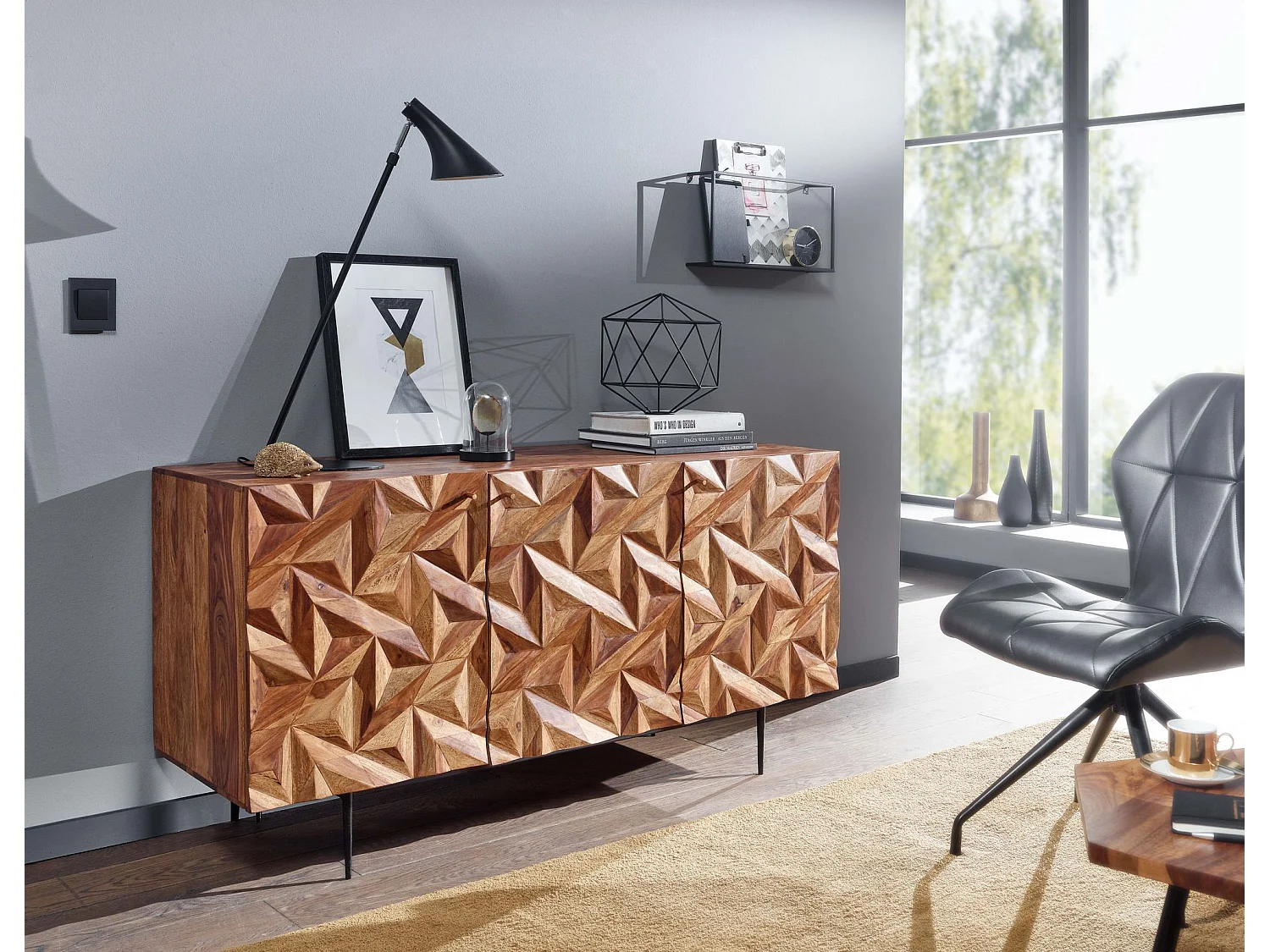 Sideboard  Kommode 144x72x47 cm Holz Massiv Anrichte Modern Standschrank