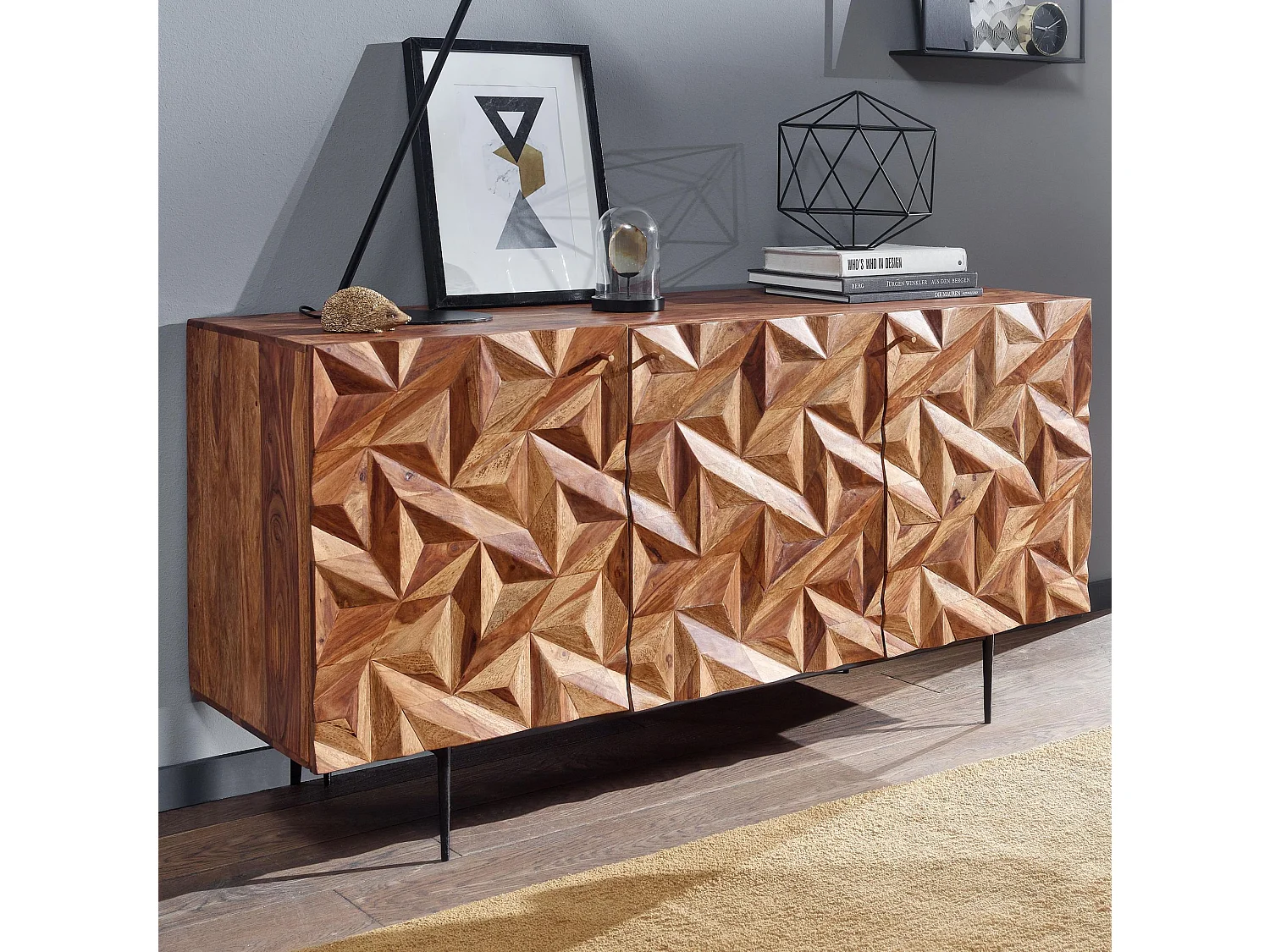 Sideboard  Kommode 144x72x47 cm Holz Massiv Anrichte Modern Standschrank
