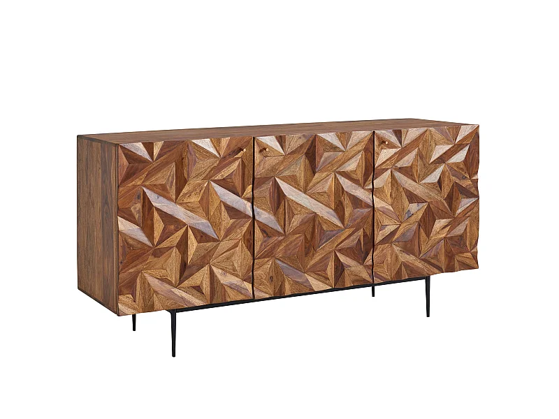 Buffet 144 cm Bois Massif Sheesham Commode Portes Armoire Moderne