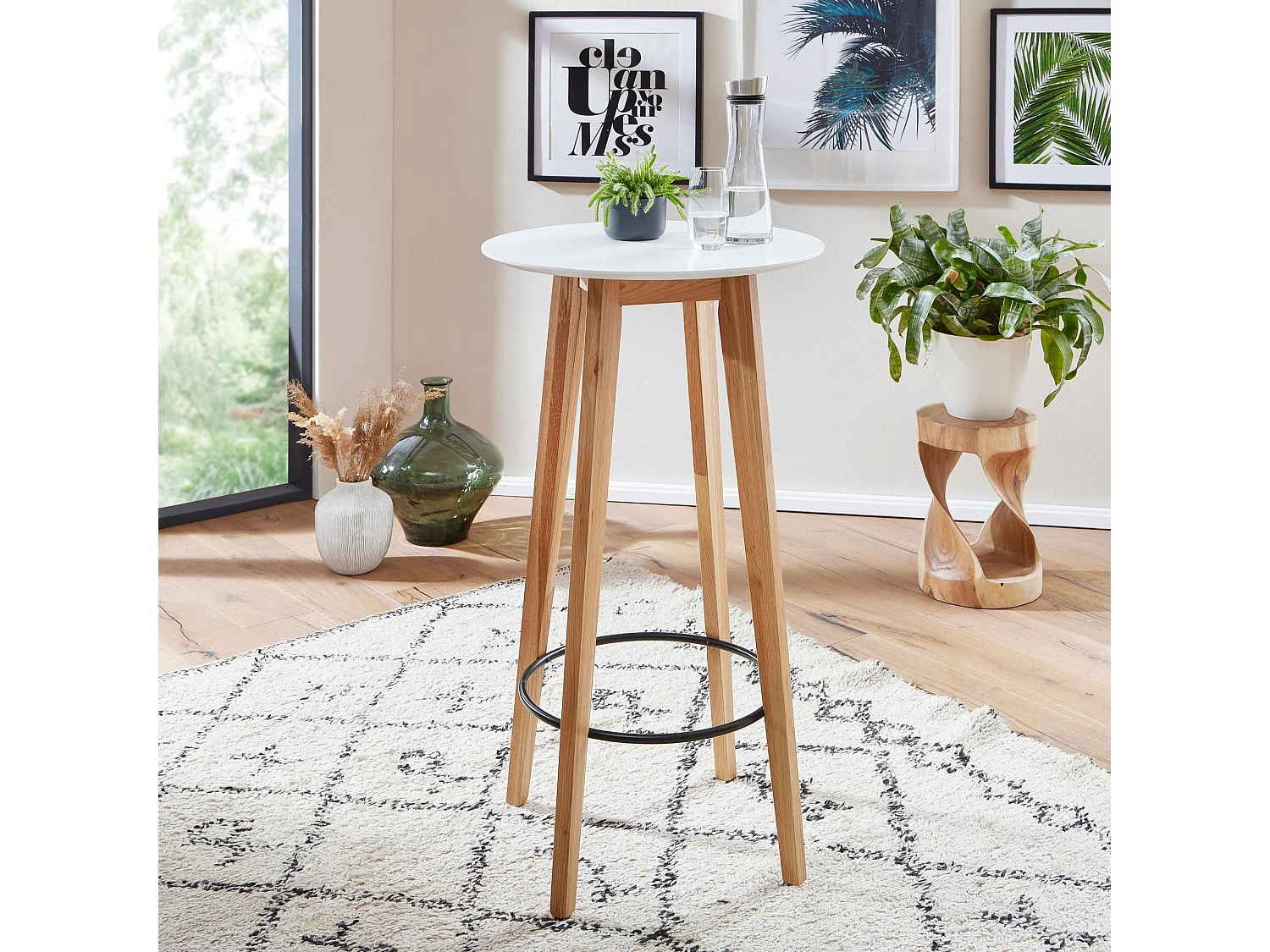 Stehtisch 60x110x60cm Weiß Bartisch Skandinavisch Eiche Tisch Partytisch