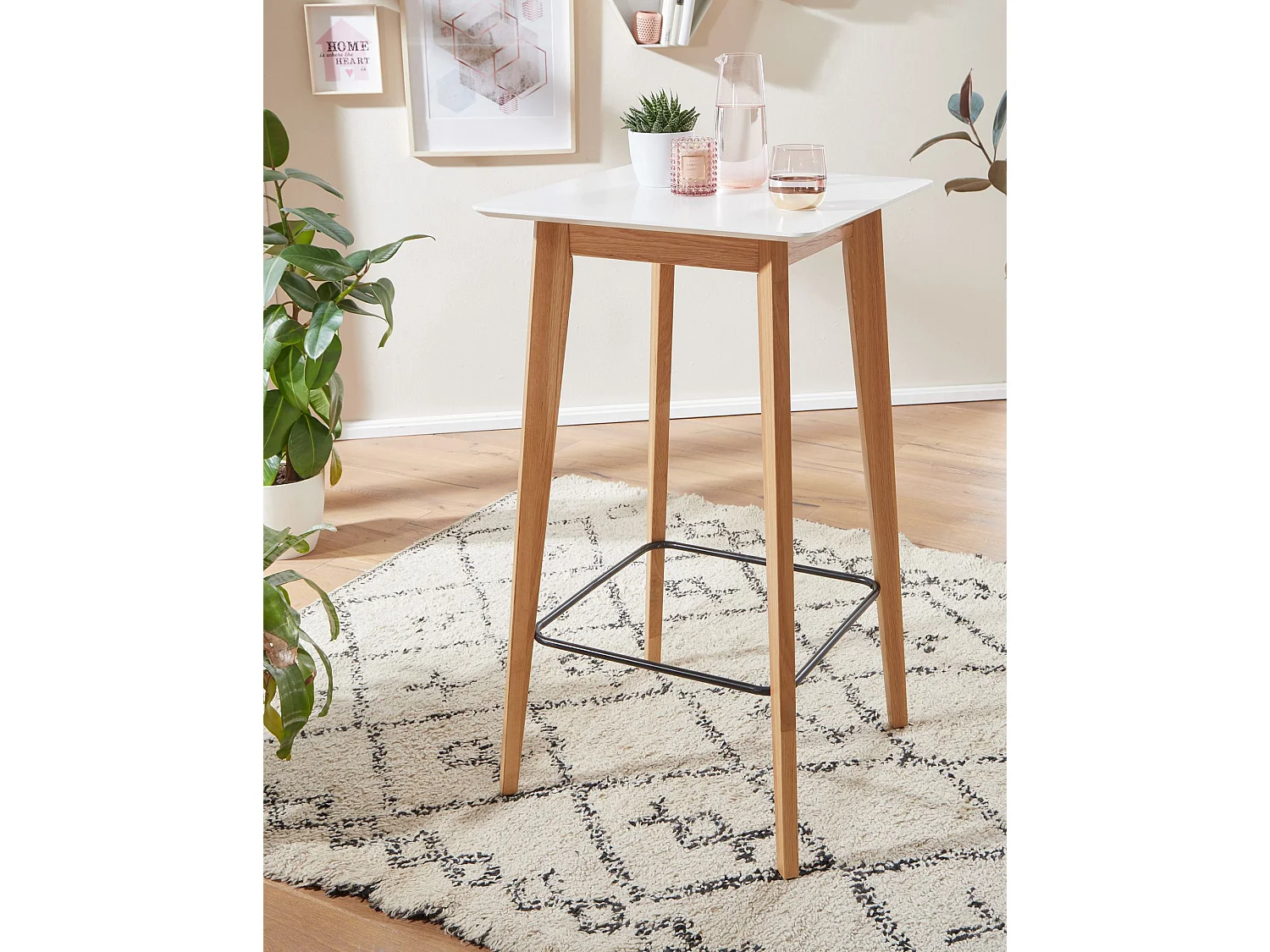 Stehtisch 60x110x60cm Weiß Bartisch Skandinavisch Eiche Tisch Partytisch