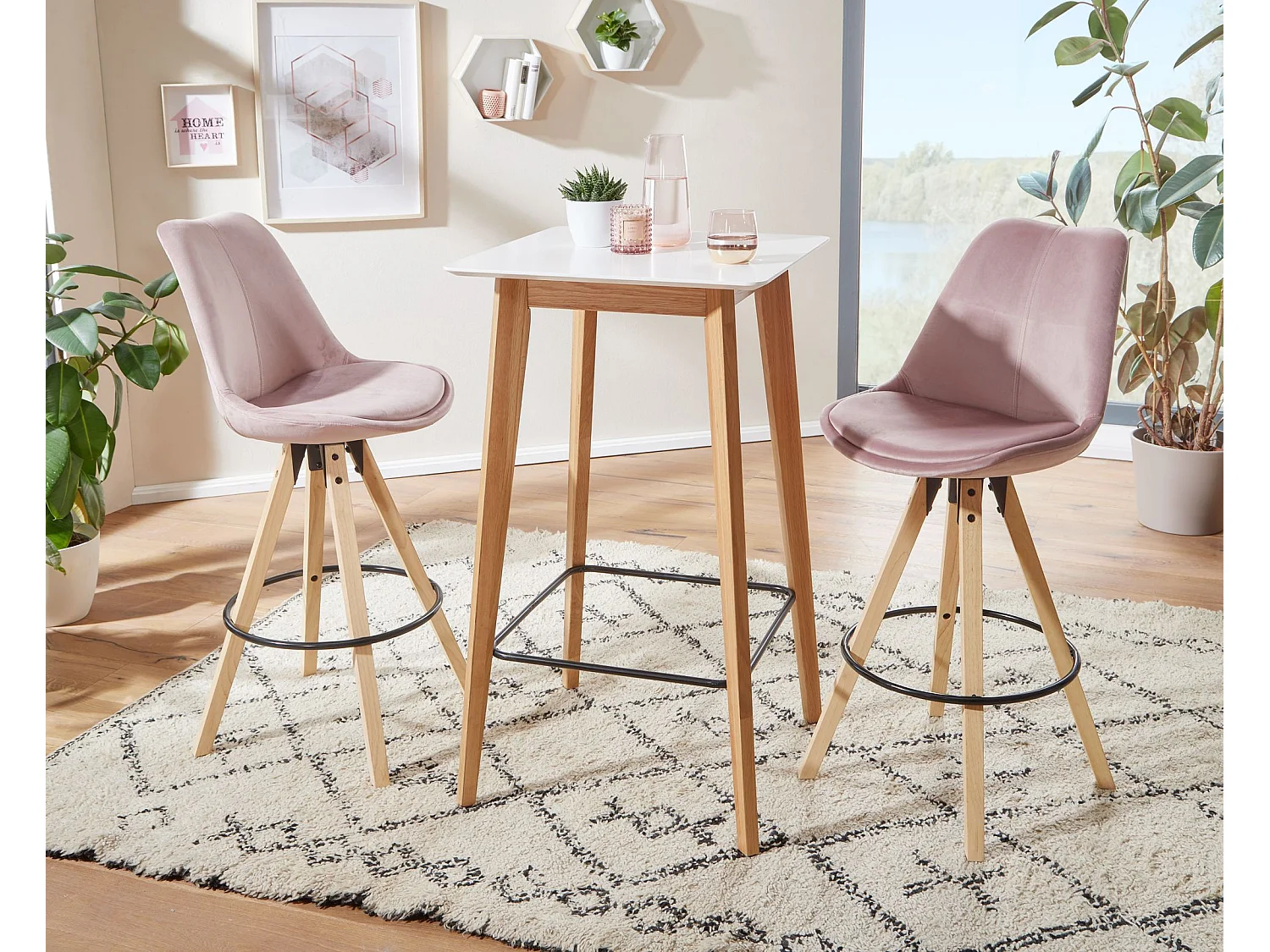 Stehtisch 60x110x60cm Weiß Bartisch Skandinavisch Eiche Tisch Partytisch