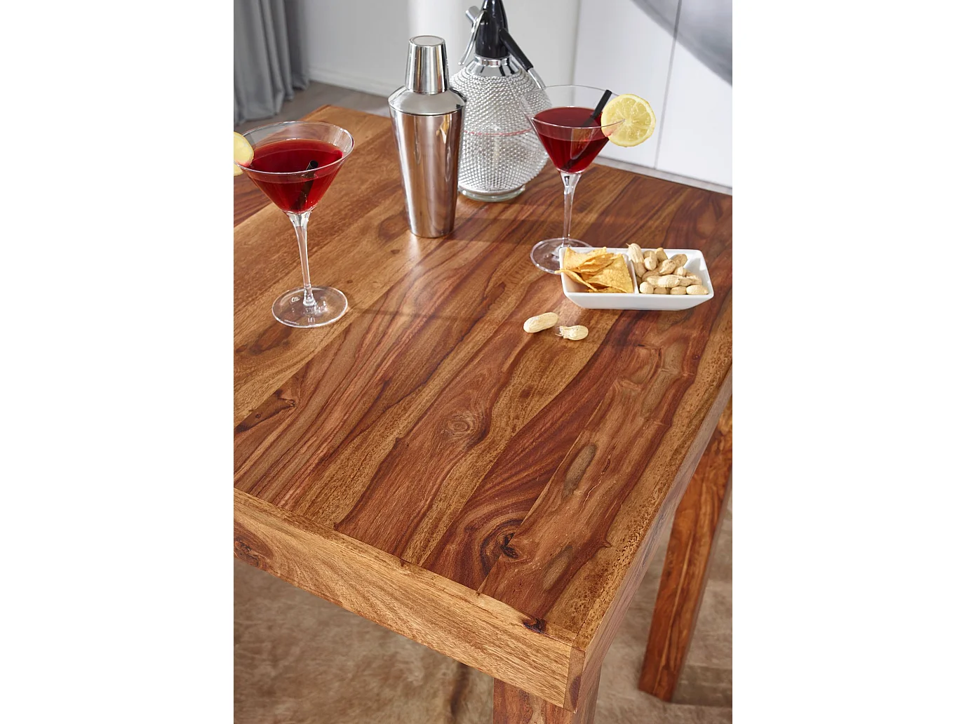 Bartisch Massivholz Sheesham 80x80x110cm Stehtisch Bistrotisch Tisch