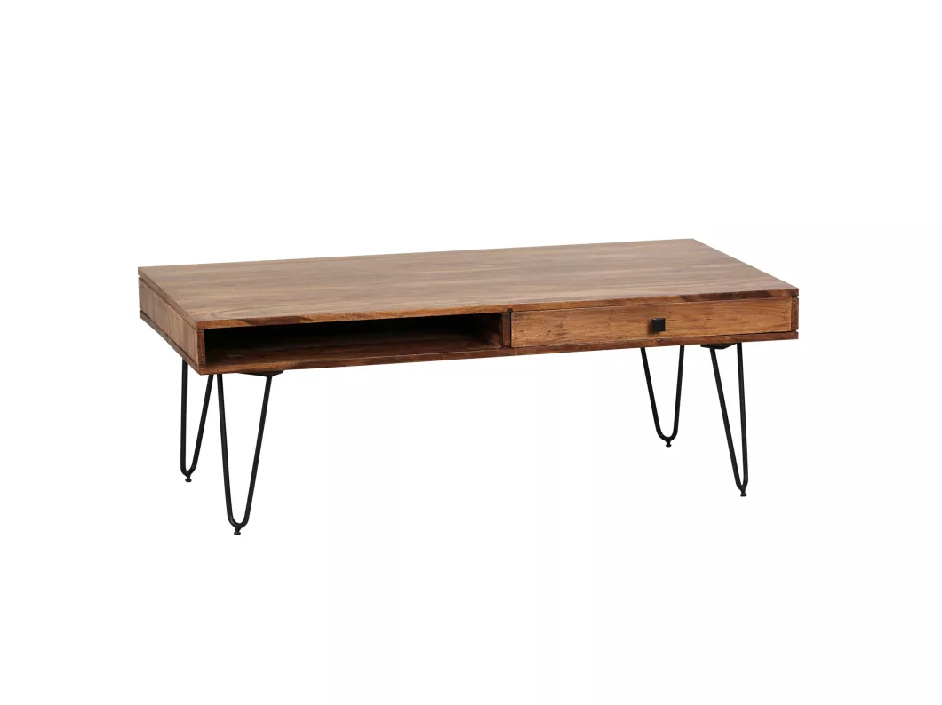 Kauf Unique Massiver Couchtisch HARLEM 110 x 60 cm Schublade Wohnzimmertisch Holztisch Tisch