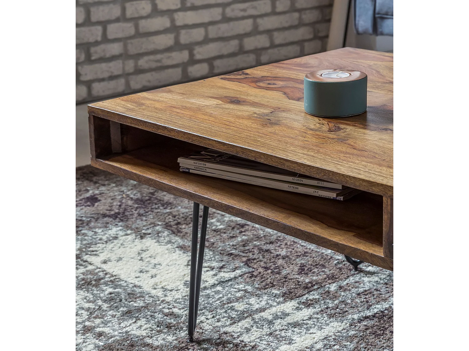 Massiver Couchtisch HARLEM 110 x 60 cm Schublade Wohnzimmertisch Holztisch Tisch