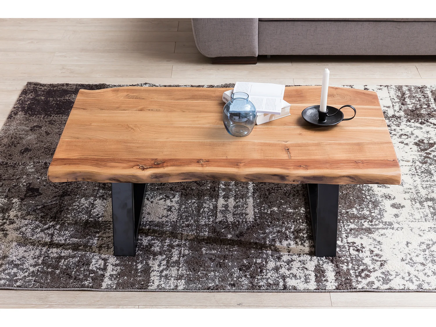 Couchtisch GAYA Massivholz Akazie 115 x 60 cm Baumstamm Wohnzimmertisch