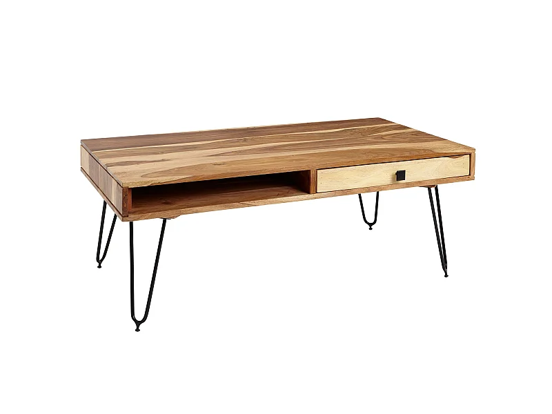 Massiver Couchtisch HARLEM 110 x 60 cm Schublade Wohnzimmertisch Holztisch Tisch