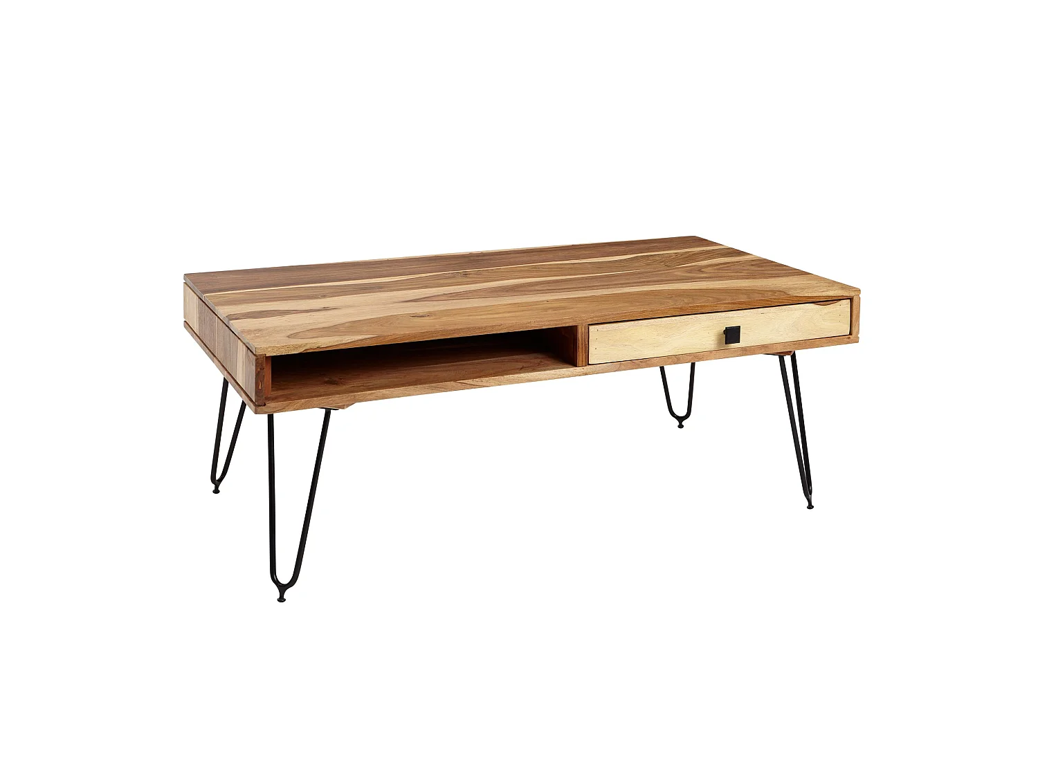 Massiver Couchtisch HARLEM 110 x 60 cm Schublade Wohnzimmertisch Holztisch Tisch