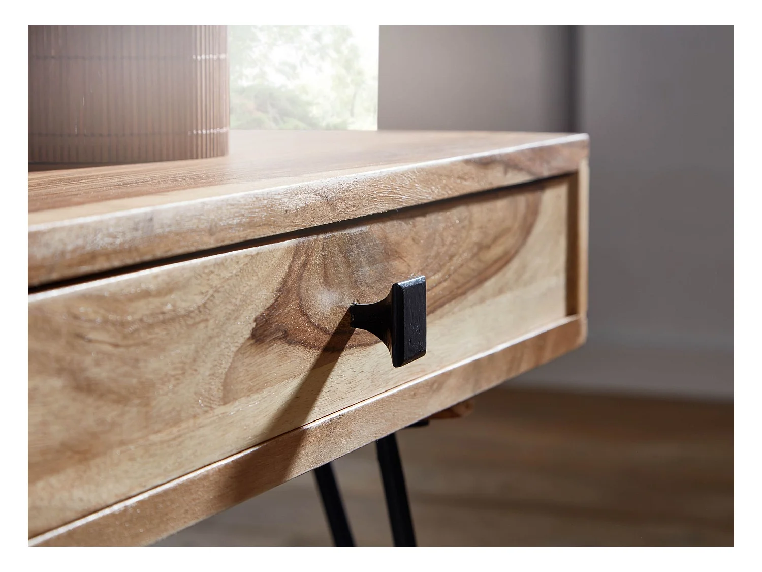 Massiver Couchtisch HARLEM 110 x 60 cm Schublade Wohnzimmertisch Holztisch Tisch