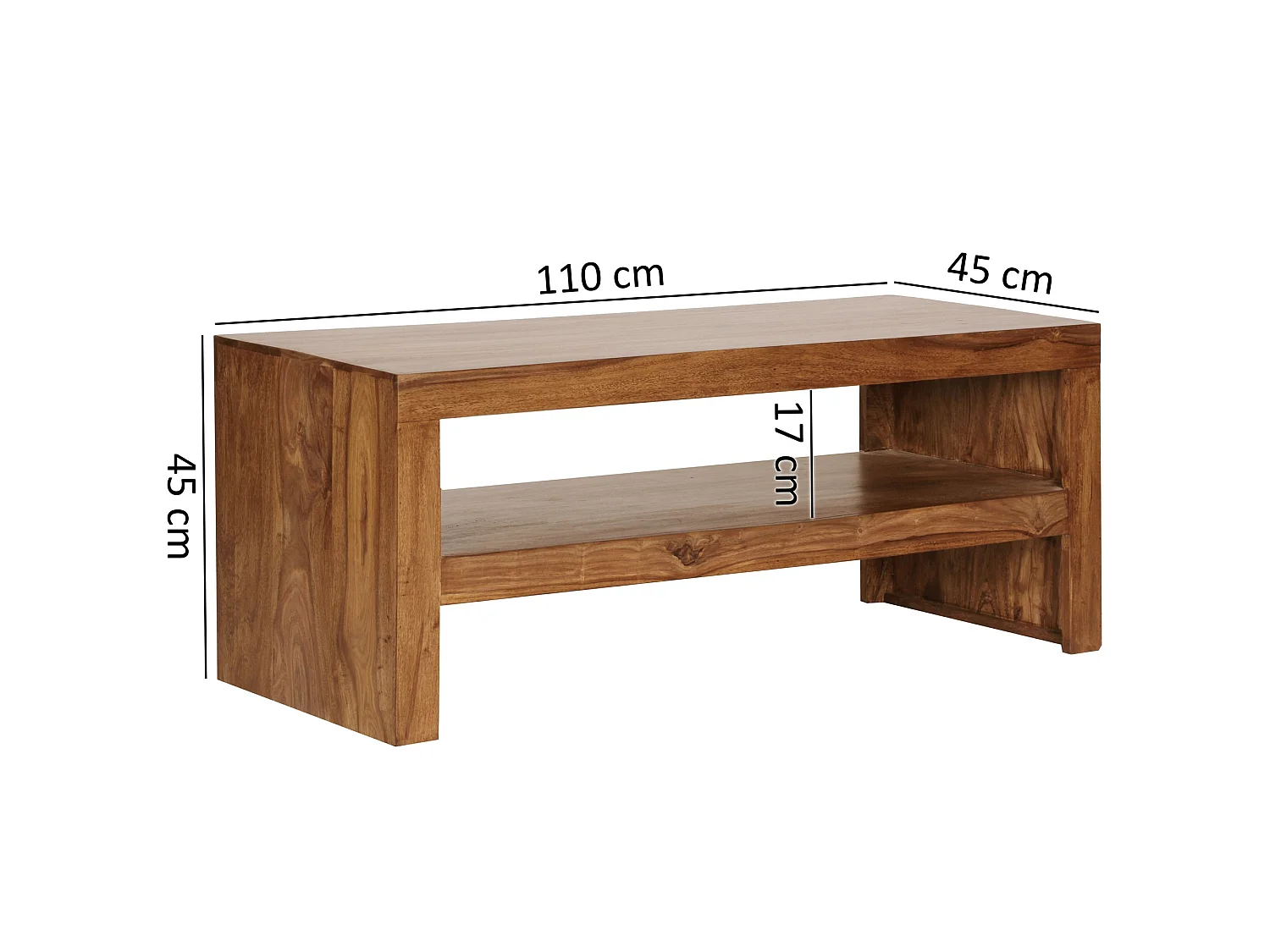 Couchtisch Massiv-Holz Durban 110 cm Wohnzimmer-Tisch Braun Landhaus-Stil