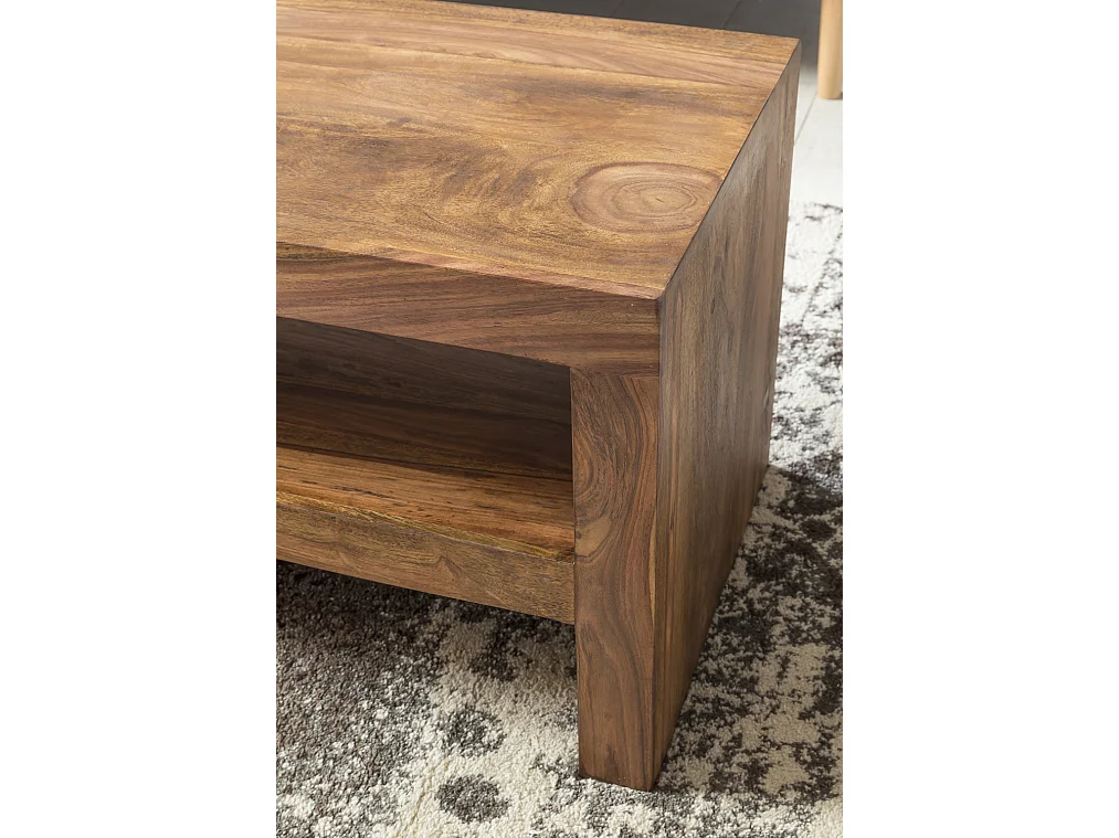 Couchtisch Massiv-Holz Durban 110 cm Wohnzimmer-Tisch Braun Landhaus-Stil