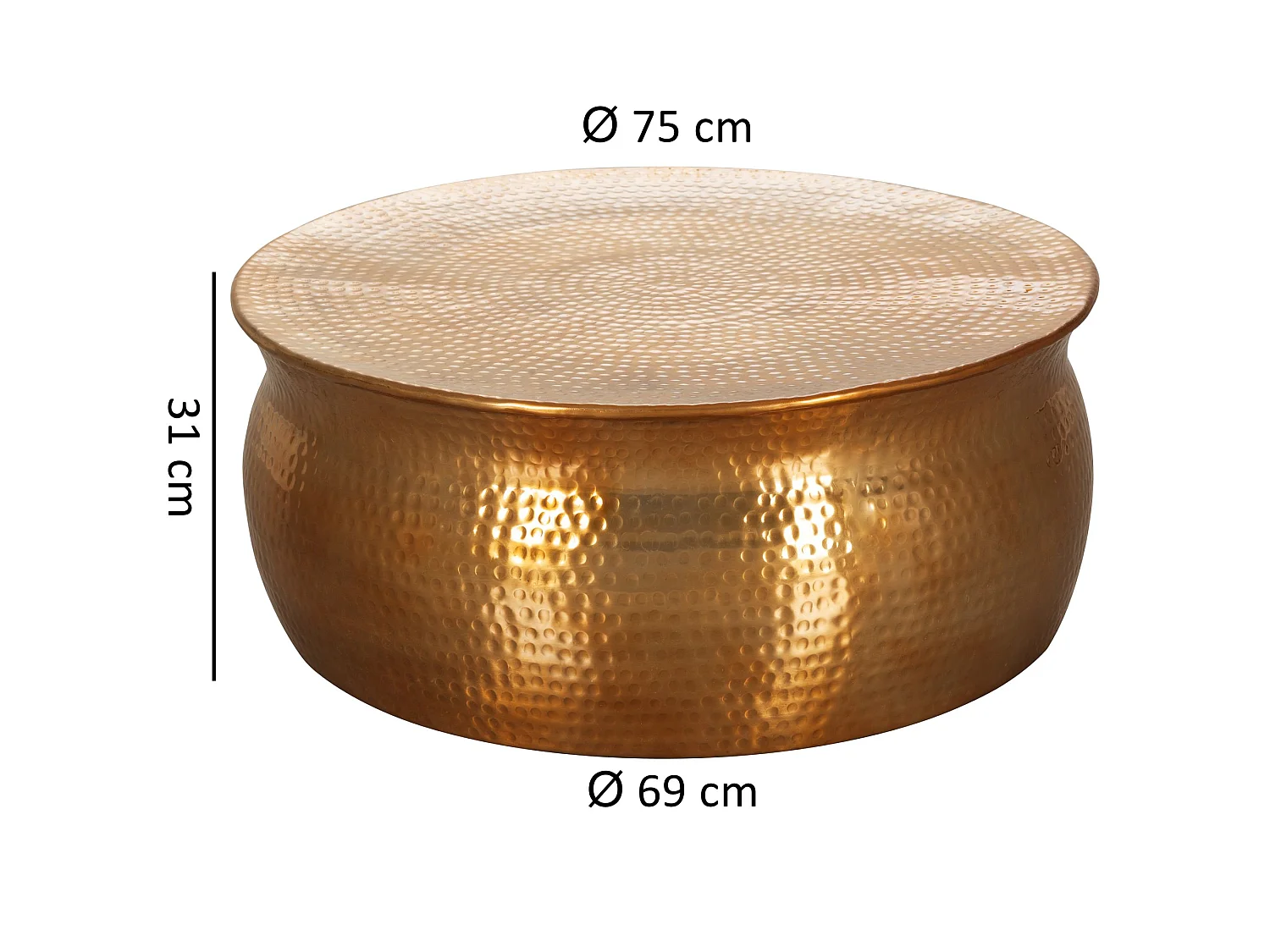 Couchtisch Wohnzimmertisch Sofatisch rund Hammerschlag Loungetisch