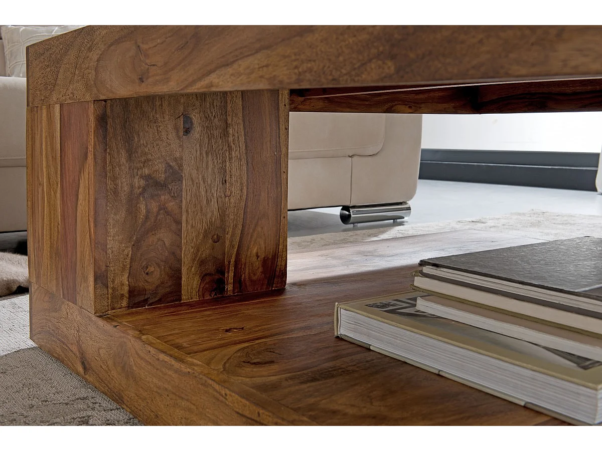 Massiver Couchtisch PATAN 90 x 90 cm Wohnzimmertisch Holz Tisch Massiv Ablage