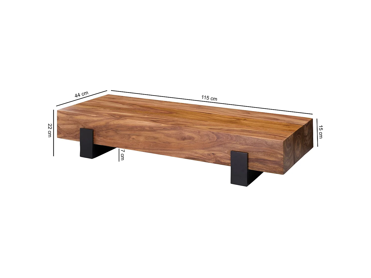 Table Basse de Salon 115 cm Bois Massif Moderne Rectangulaire Marron