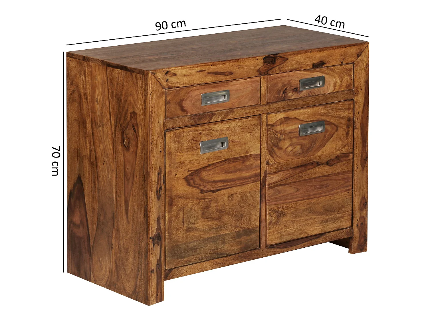 Sideboard Sheesham Kommode 90 x 40 x 70 cm Massiv Holz Anrichte Türen