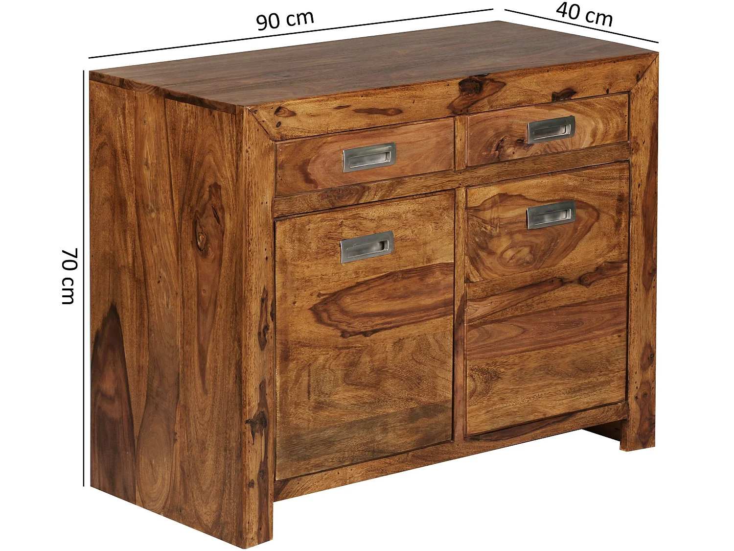 Sideboard Sheesham Kommode 90 x 40 x 70 cm Massiv Holz Anrichte Türen