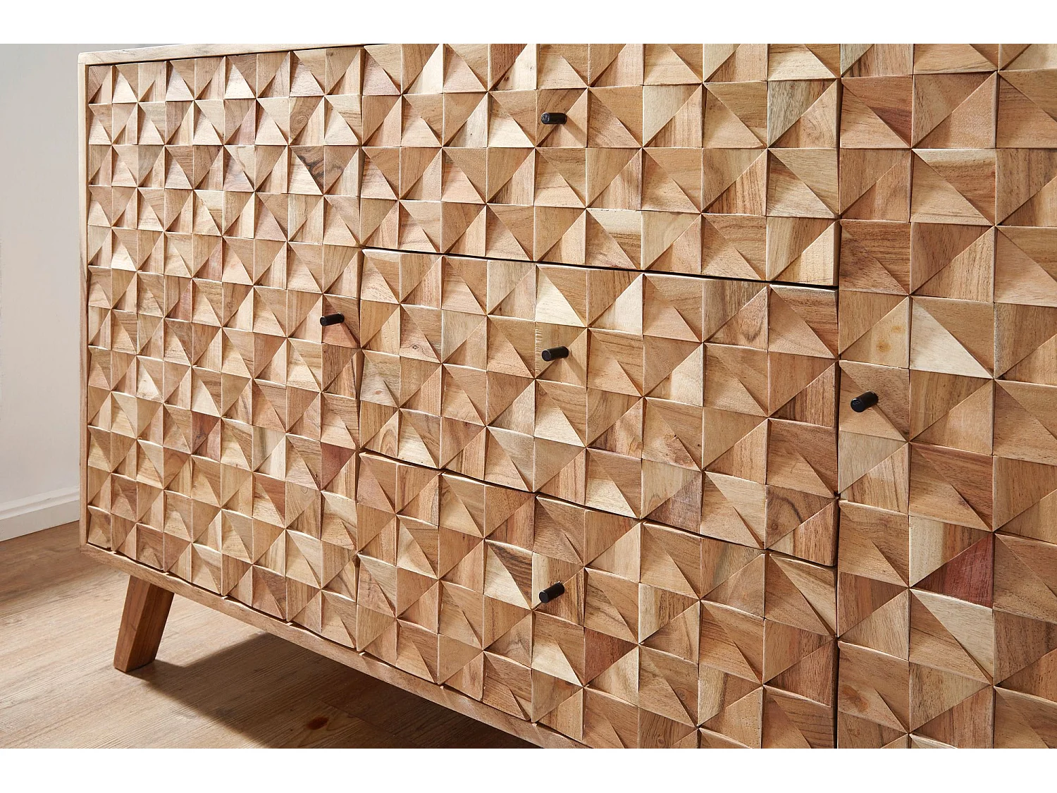 Sideboard 140 cm Anrichte Akazie Kommode Schrank Massiv Holz Braun