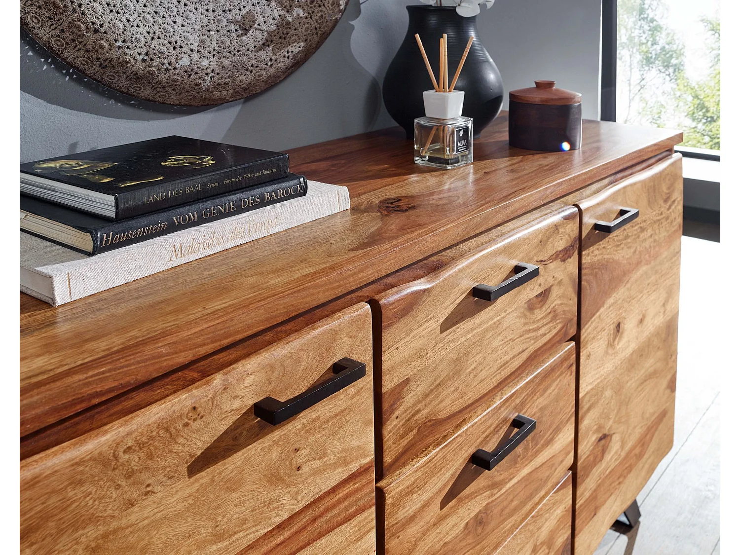 Sideboard  Kommode 145x82x45 cm Holz Massiv Anrichte Modern Schubladen