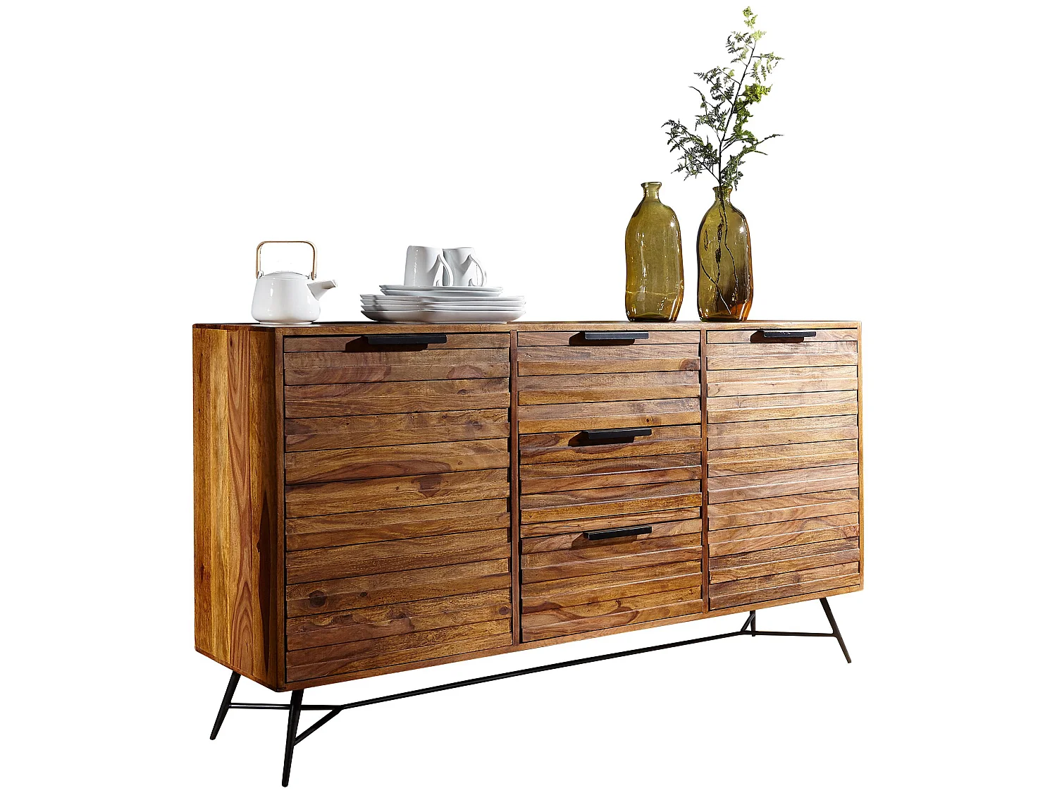 Sideboard 160 cm Kommode Türen & Schubladen Anrichte Massivholz Schrank