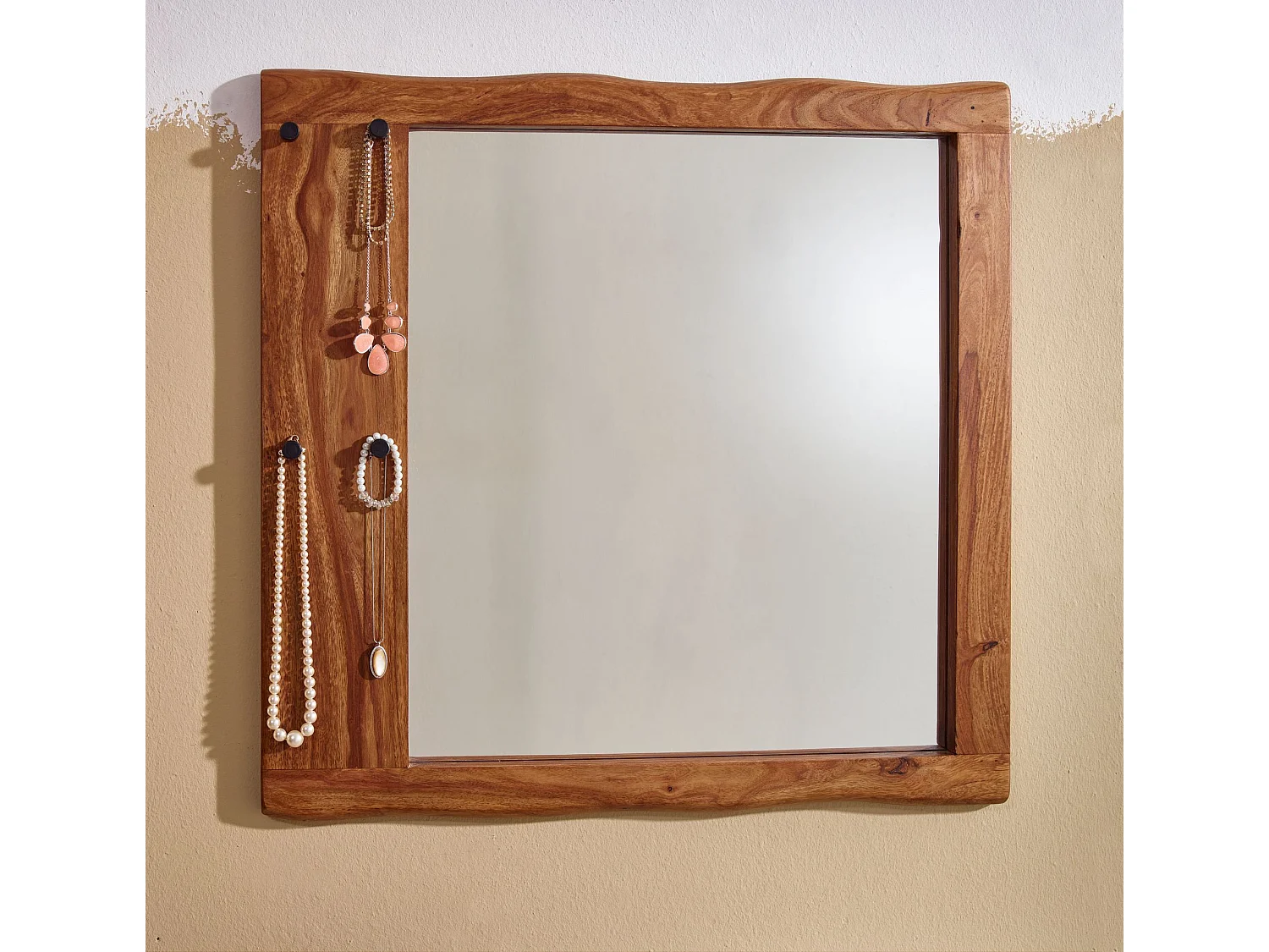 Wandspiegel Flurspiegel Holz Massiv 80x80x3 cm Spiegel Flur Diele Groß