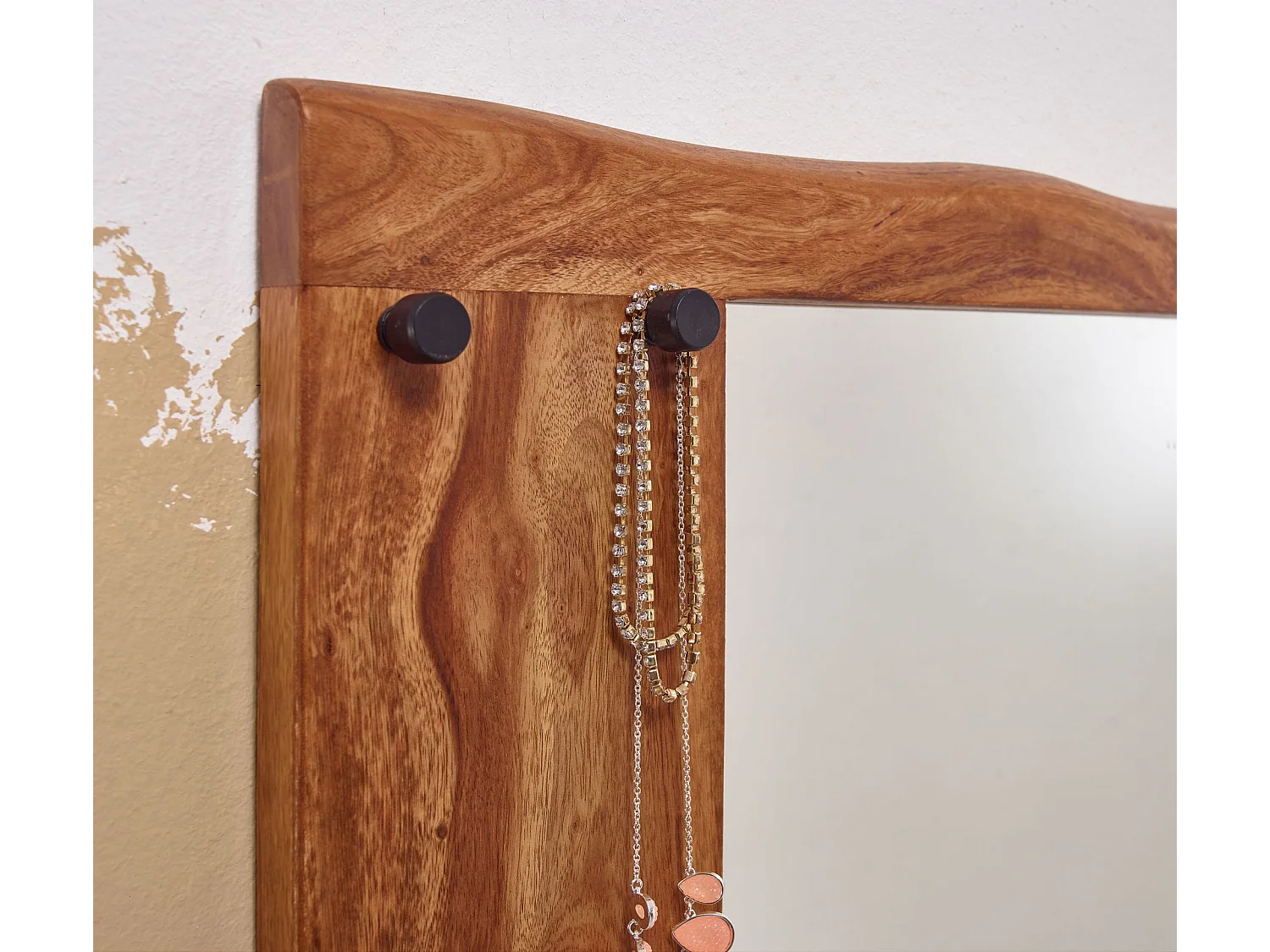 Wandspiegel Flurspiegel Holz Massiv 80x80x3 cm Spiegel Flur Diele Groß