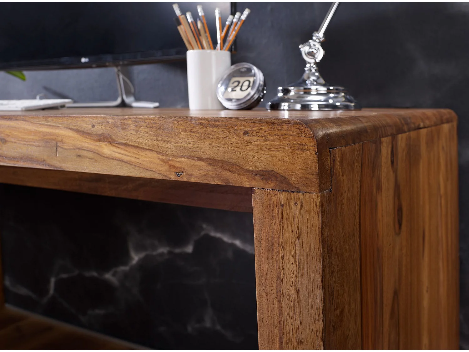 Bureau 180 cm Table d’Ordinateur Bois Massif Sheesham Table de Travail