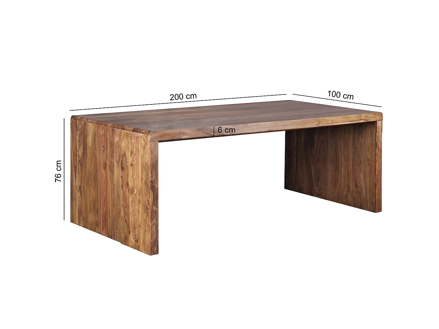 Design Schreibtisch Natur Sheesham Massivholz Bürotisch Computertisch