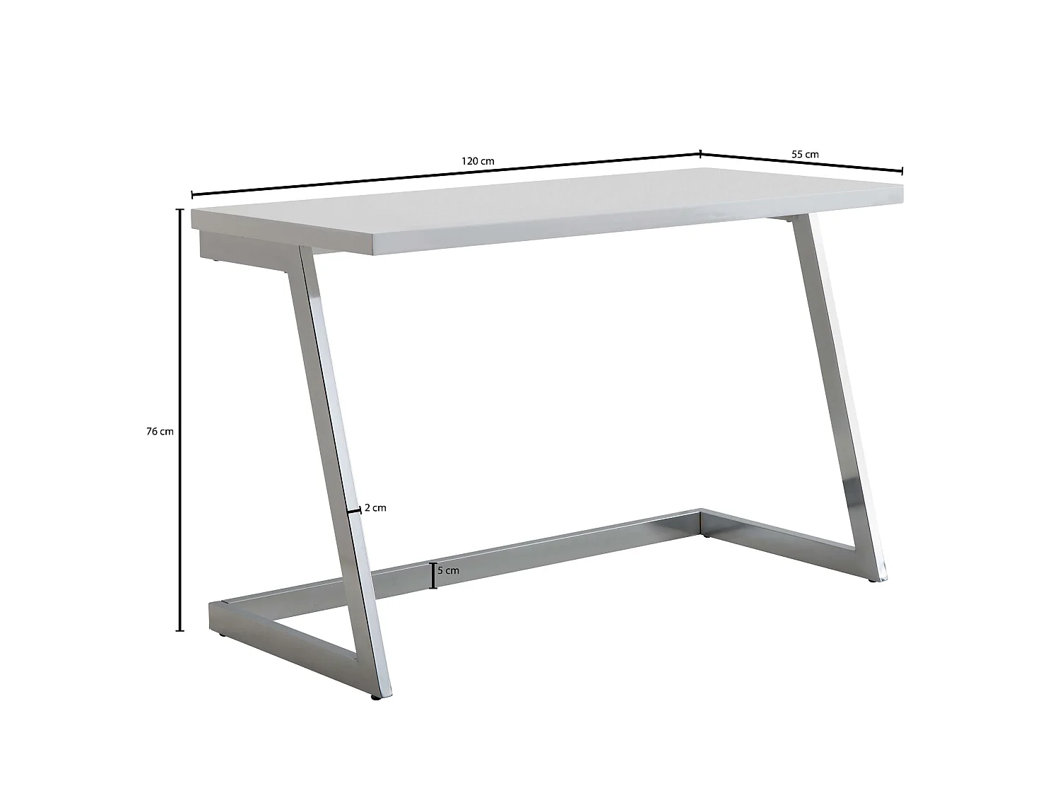 Schreibtisch  Computertisch Hochglanz Weiß 120 cm Tisch Büro Metall