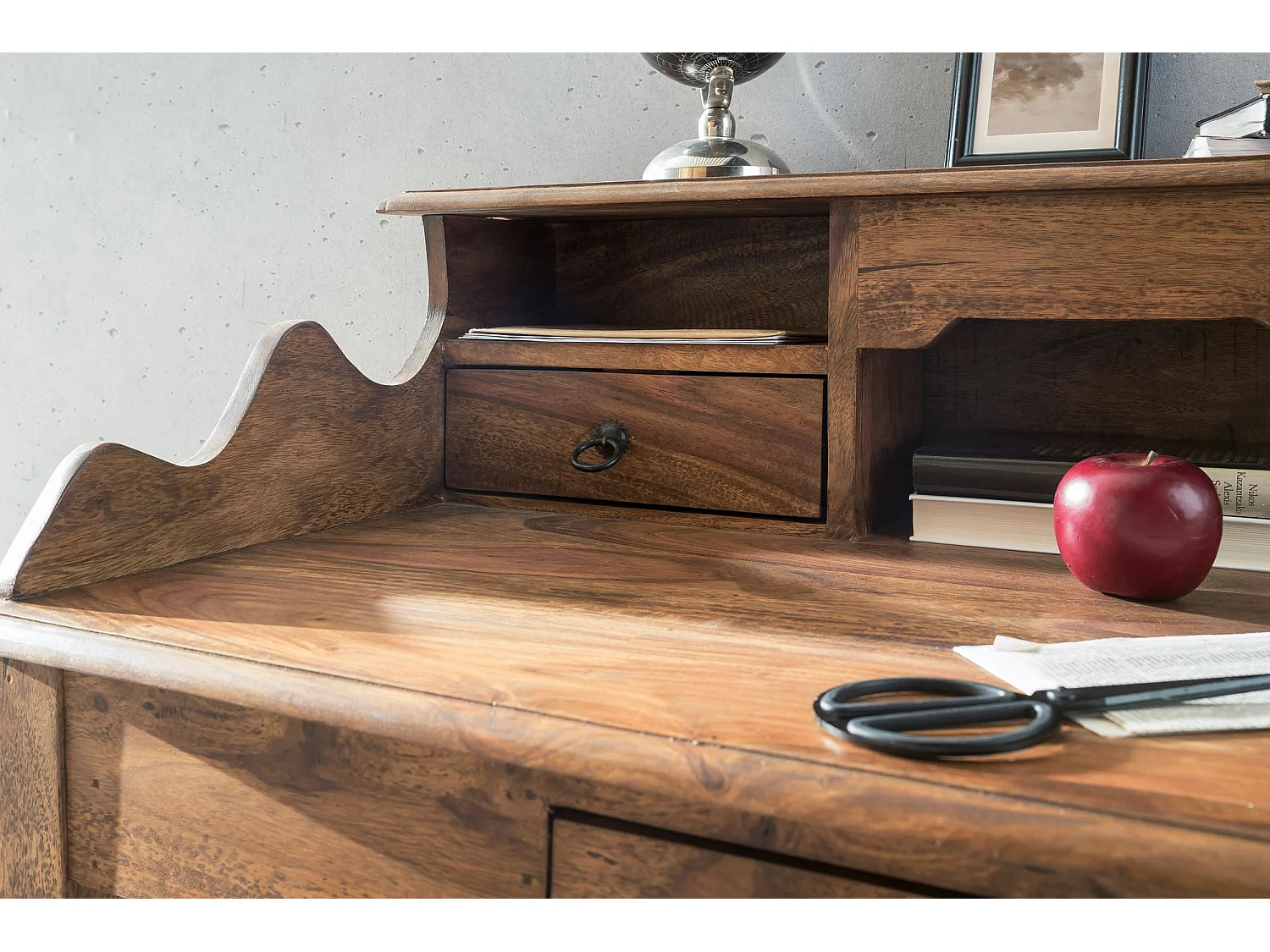 Sekretär  Schreibtisch Holz Massiv Konsolentisch 115 cm mit Schubladen