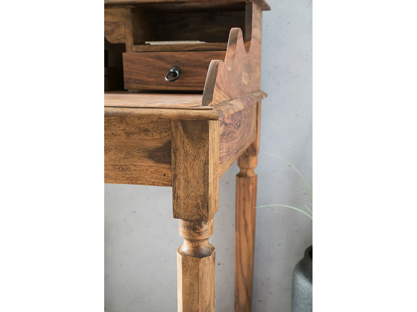 Sekretär  Schreibtisch Holz Massiv Konsolentisch 115 cm mit Schubladen