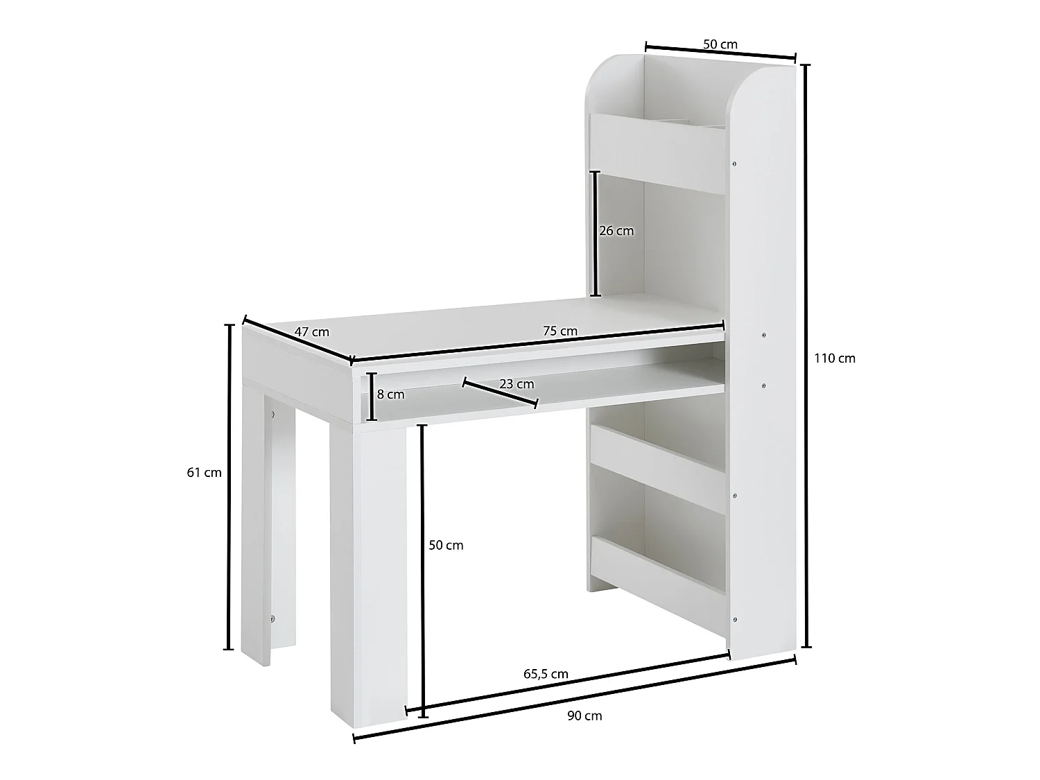 Kinderschreibtisch  Weiß 90x50x110 cm Schülerschreibtisch Tisch mit Regal