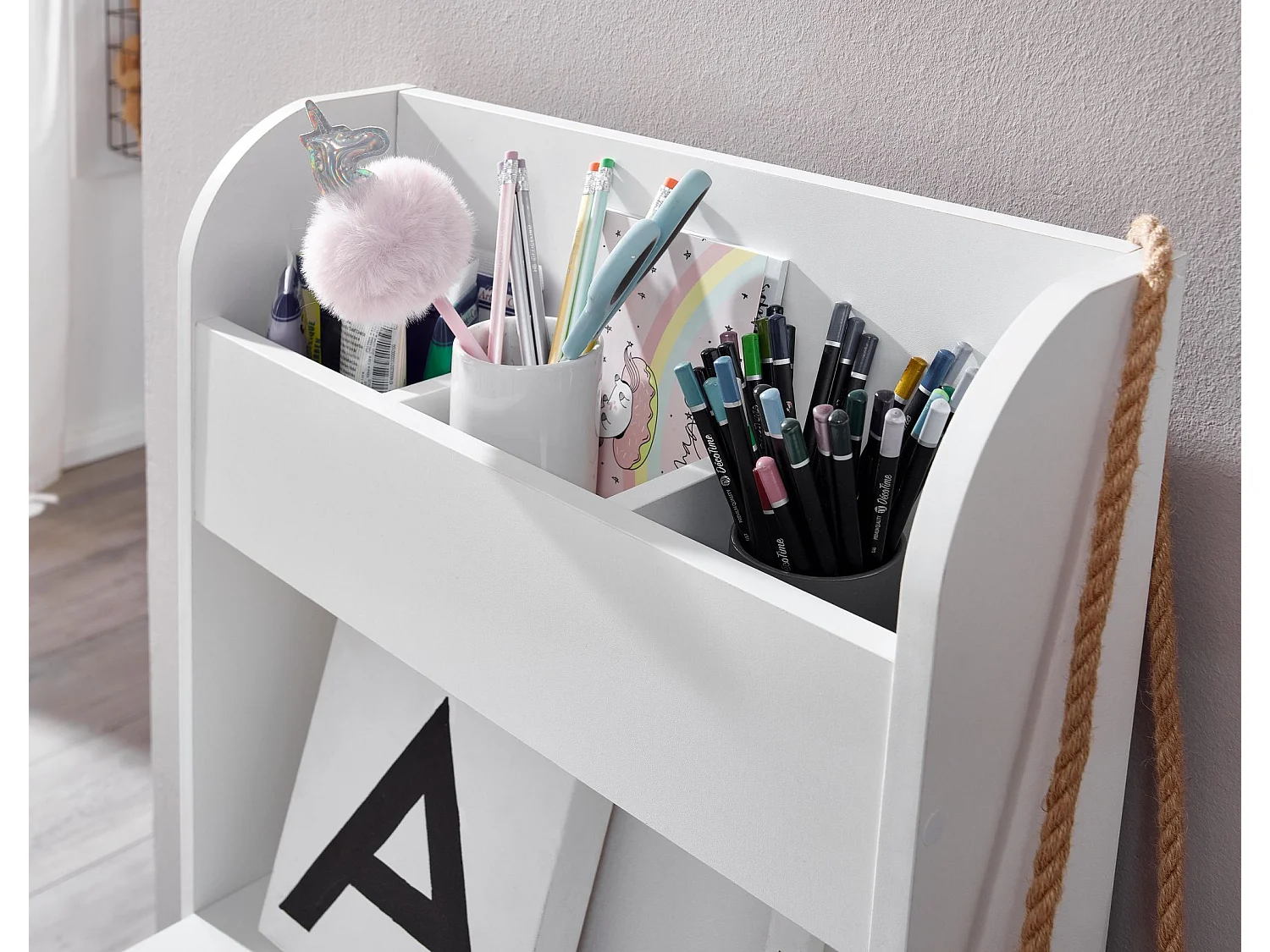 Kinderschreibtisch  Weiß 90x50x110 cm Schülerschreibtisch Tisch mit Regal