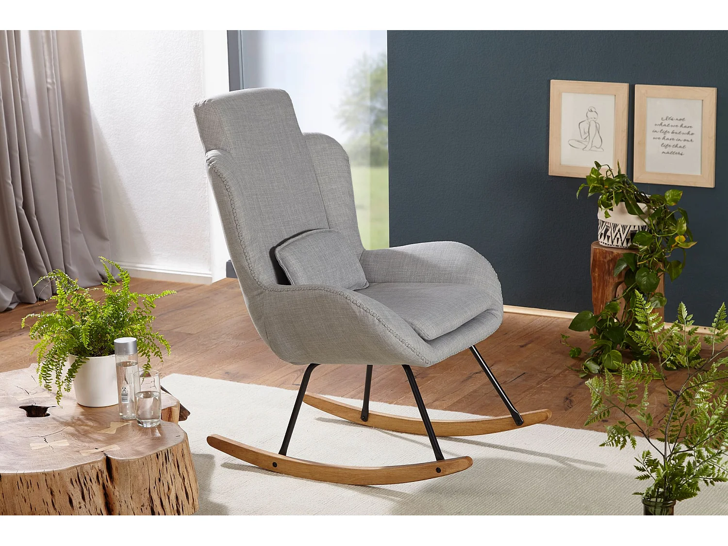 Schaukelstuhl CAPRI Relaxsessel Schwingsessel Stoff Schwingstuhl Polster