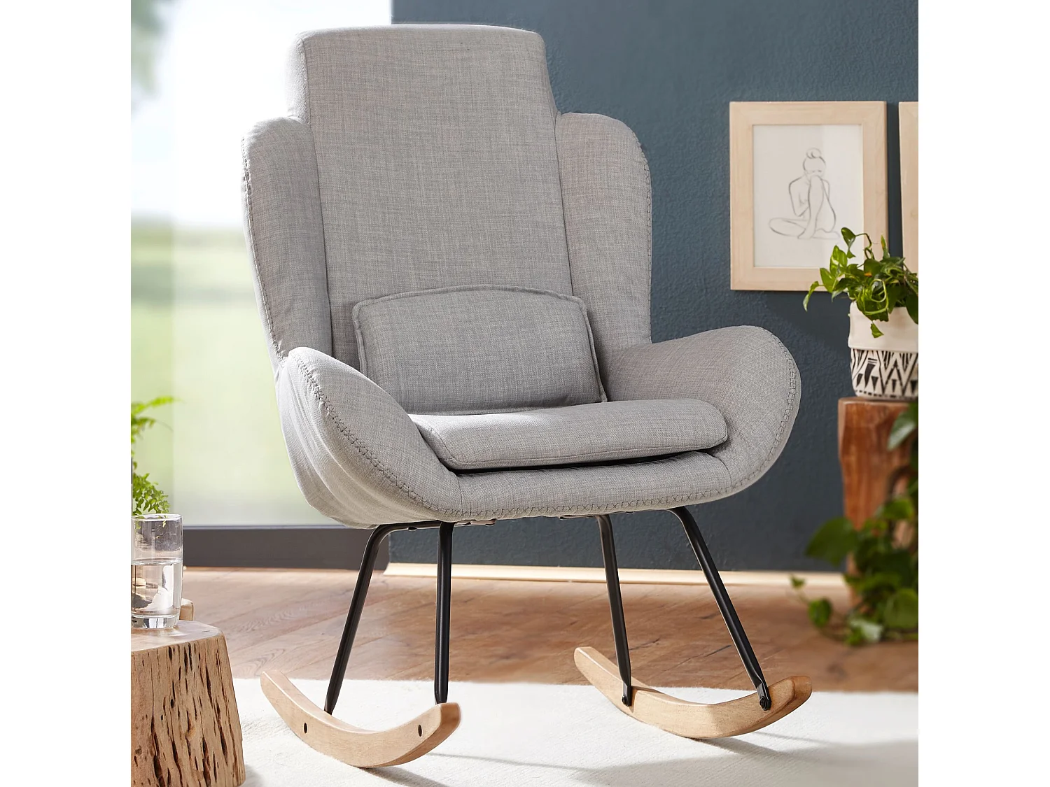 Schaukelstuhl CAPRI Relaxsessel Schwingsessel Stoff Schwingstuhl Polster