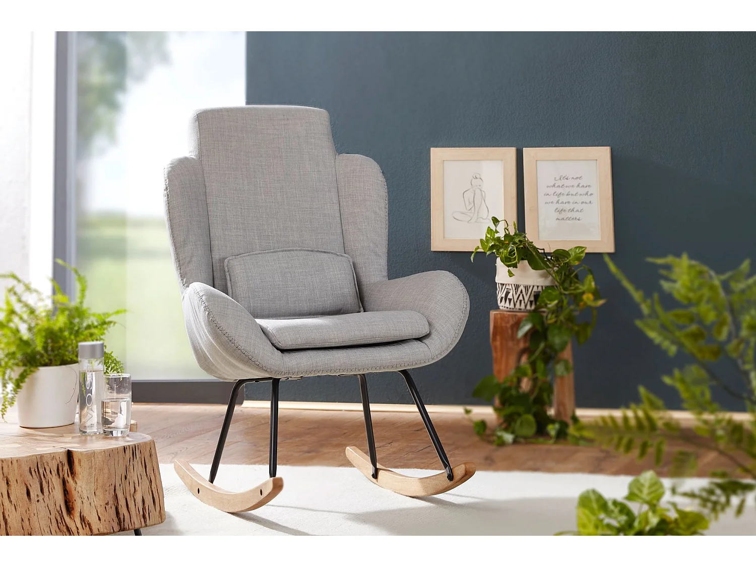 Schaukelstuhl CAPRI Relaxsessel Schwingsessel Stoff Schwingstuhl Polster